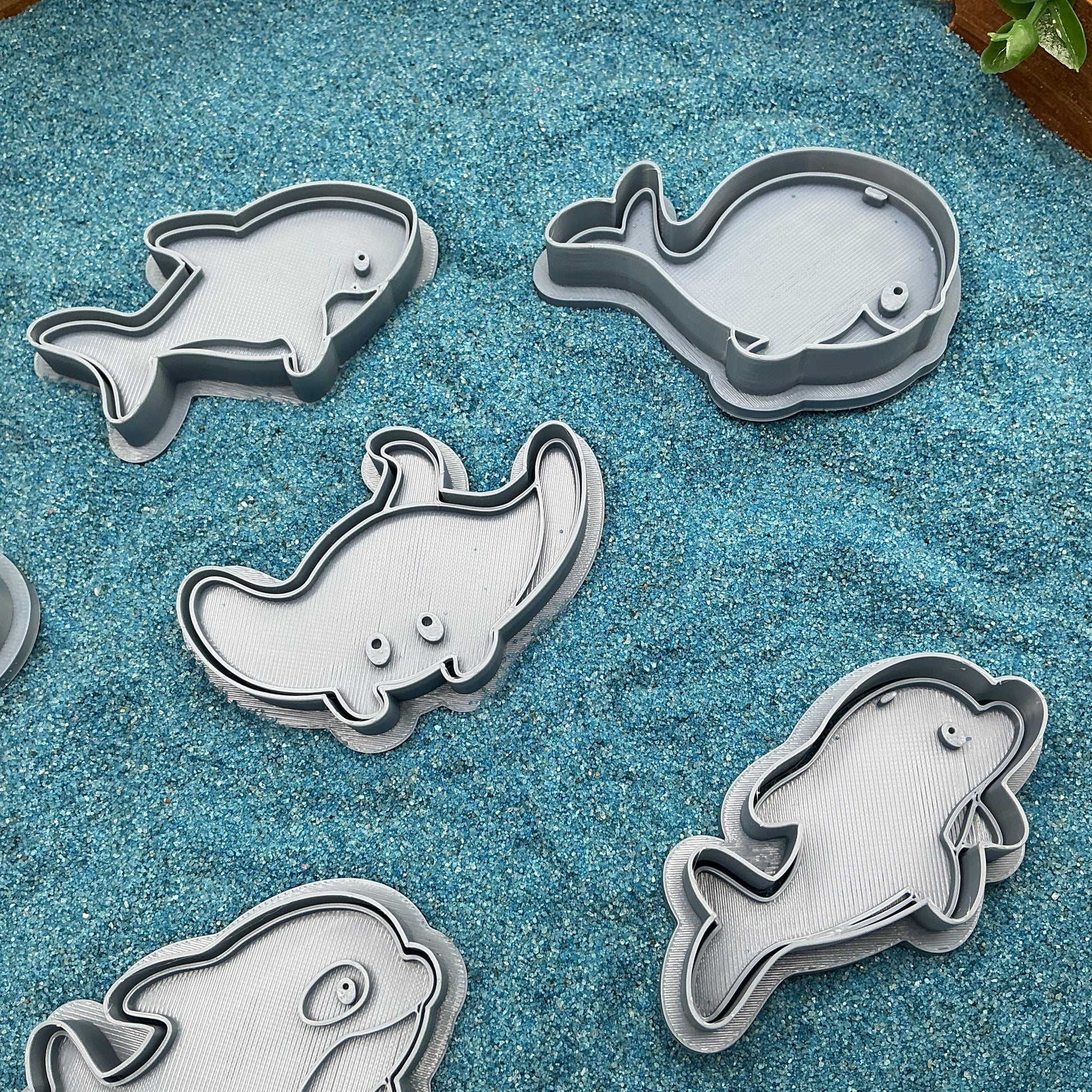3D-printed sea animals play dough cookie cutter set - 6 piece with dolphins, whale, shark, stingray and turtle - view 4 of 9