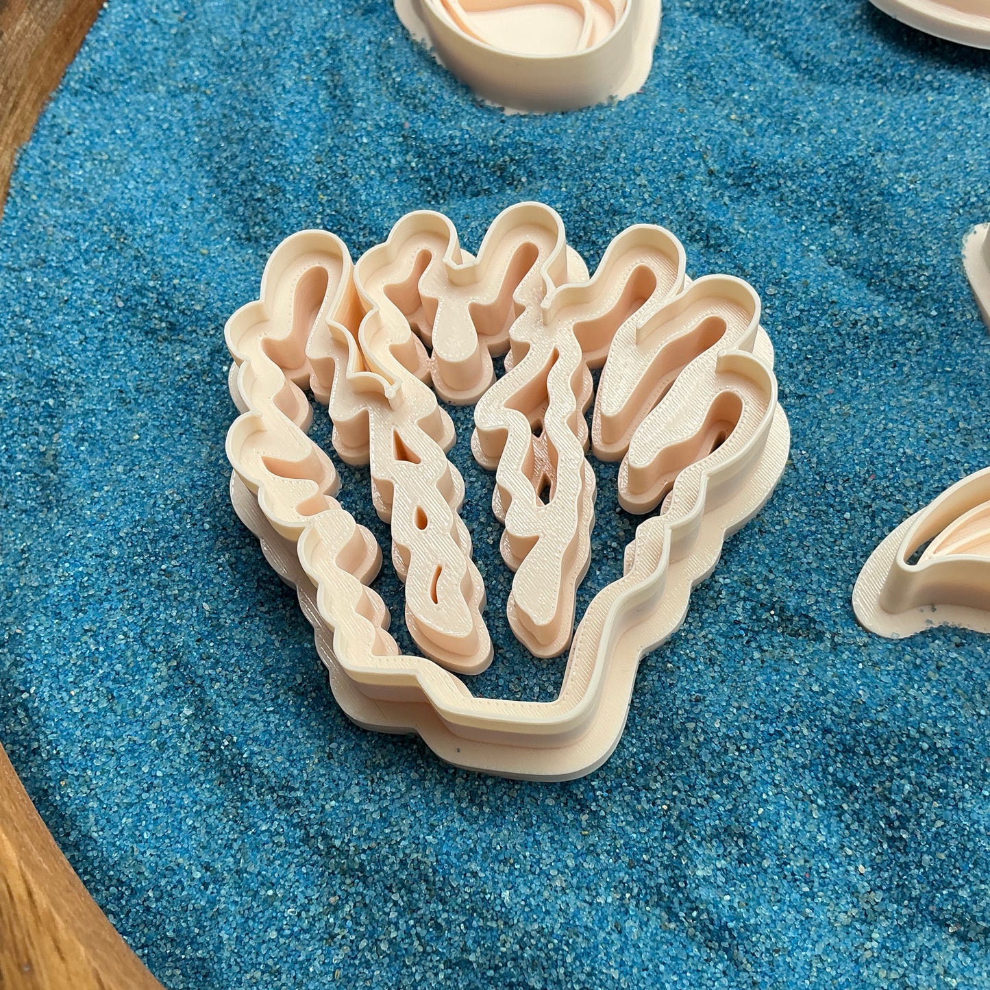 3D-printed mermaid lagoon play dough cookie cutter set - 5 piece with coral, mermaid tails, clam shell and shell - view 11 of 15