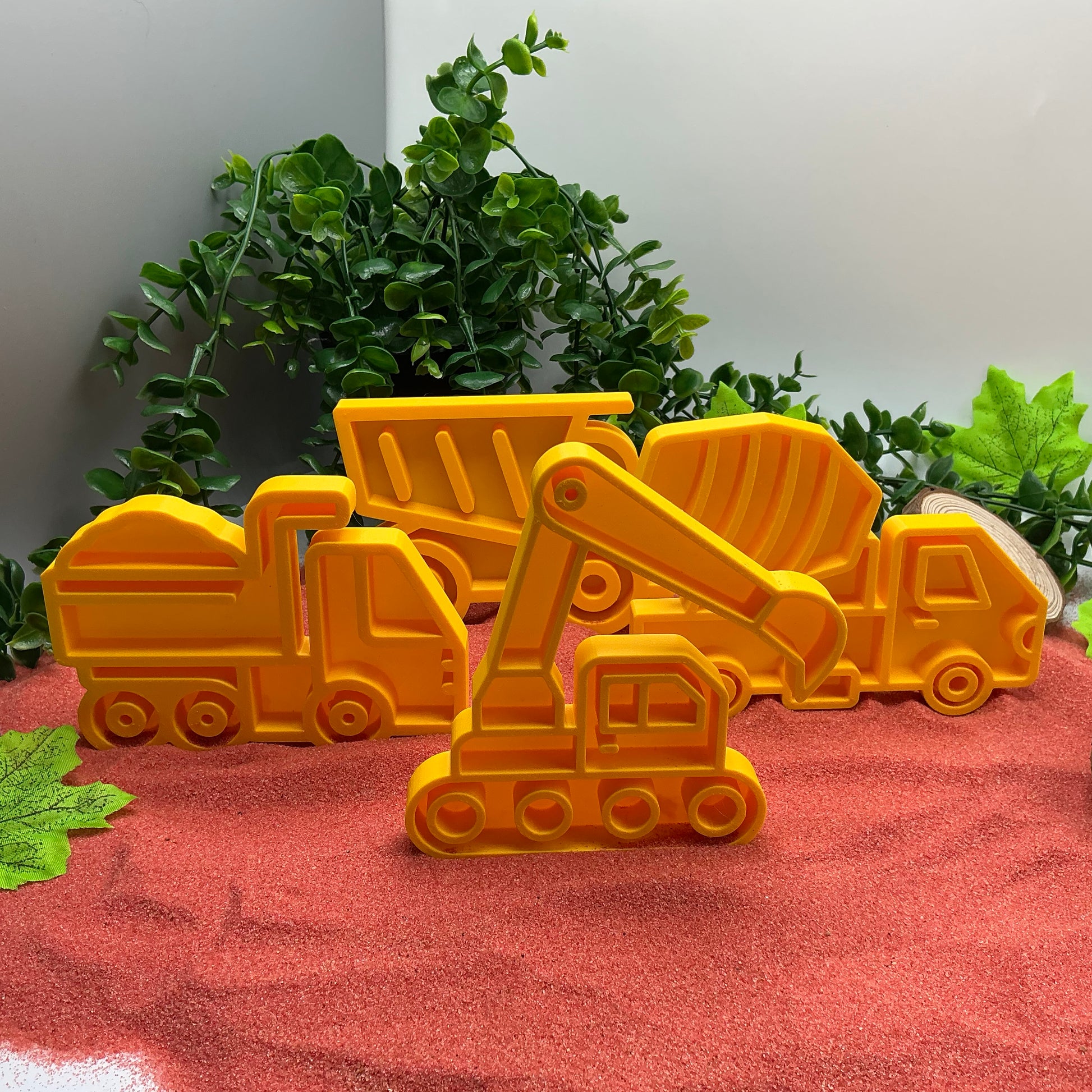 Yellow Construction Vehicles Sensory Trays (Set of 4) Montessori Sensory Bin Too - Detail Shot