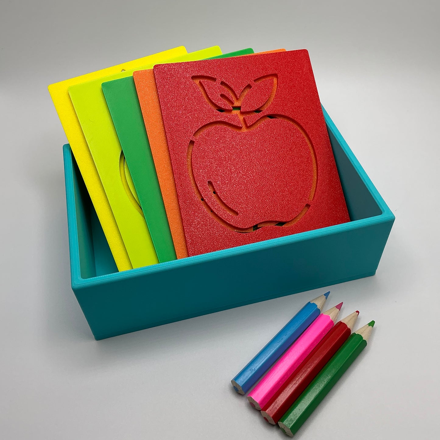 10-Piece Fruit Stencil Set with Storage Box Eco-Friendly 3D Printed Kids Art Too - Main Product Image