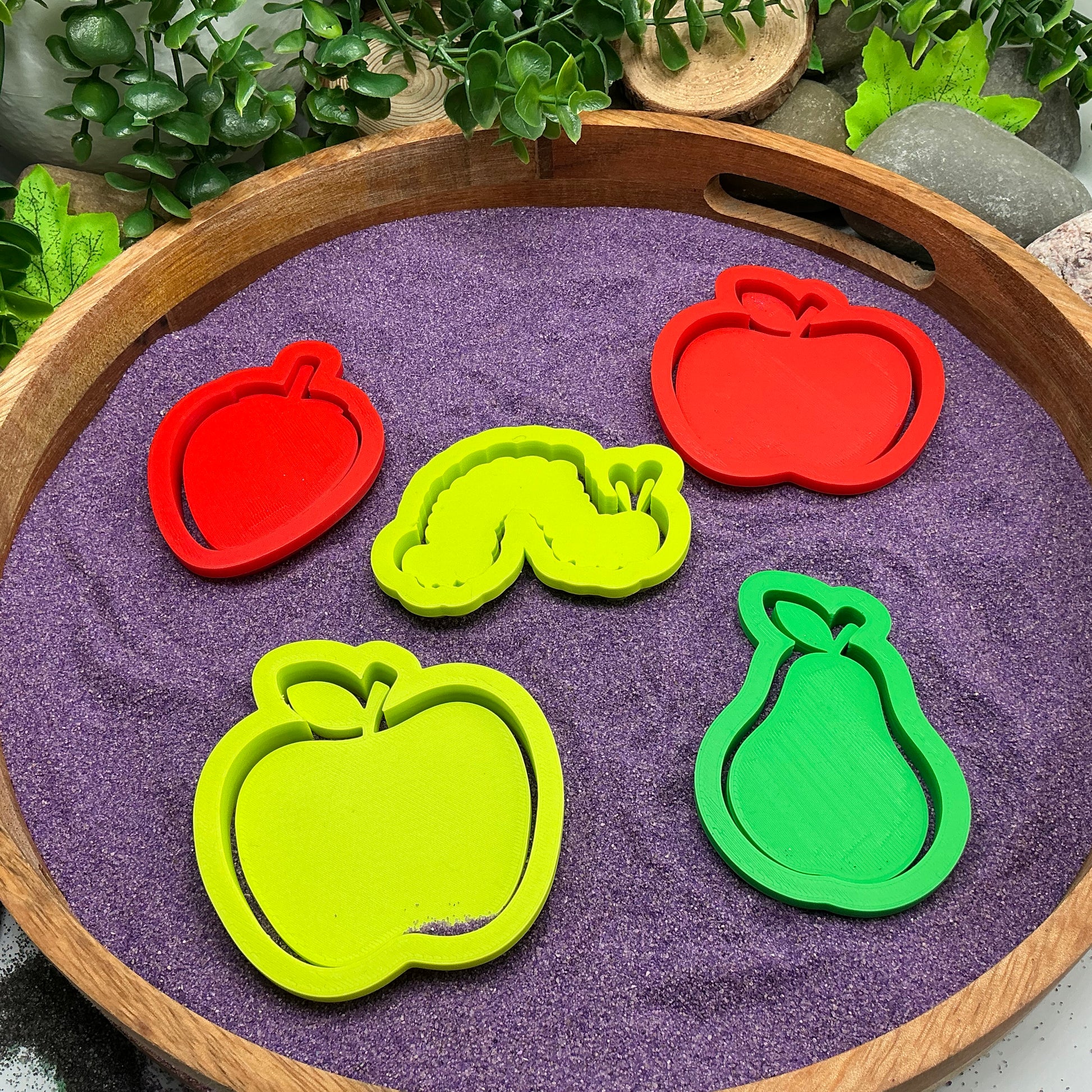 3D-printed caterpillar and fruit cookie cutter set - 5 piece for Very Hungry Caterpillar play dough storytime - view 7 of 12