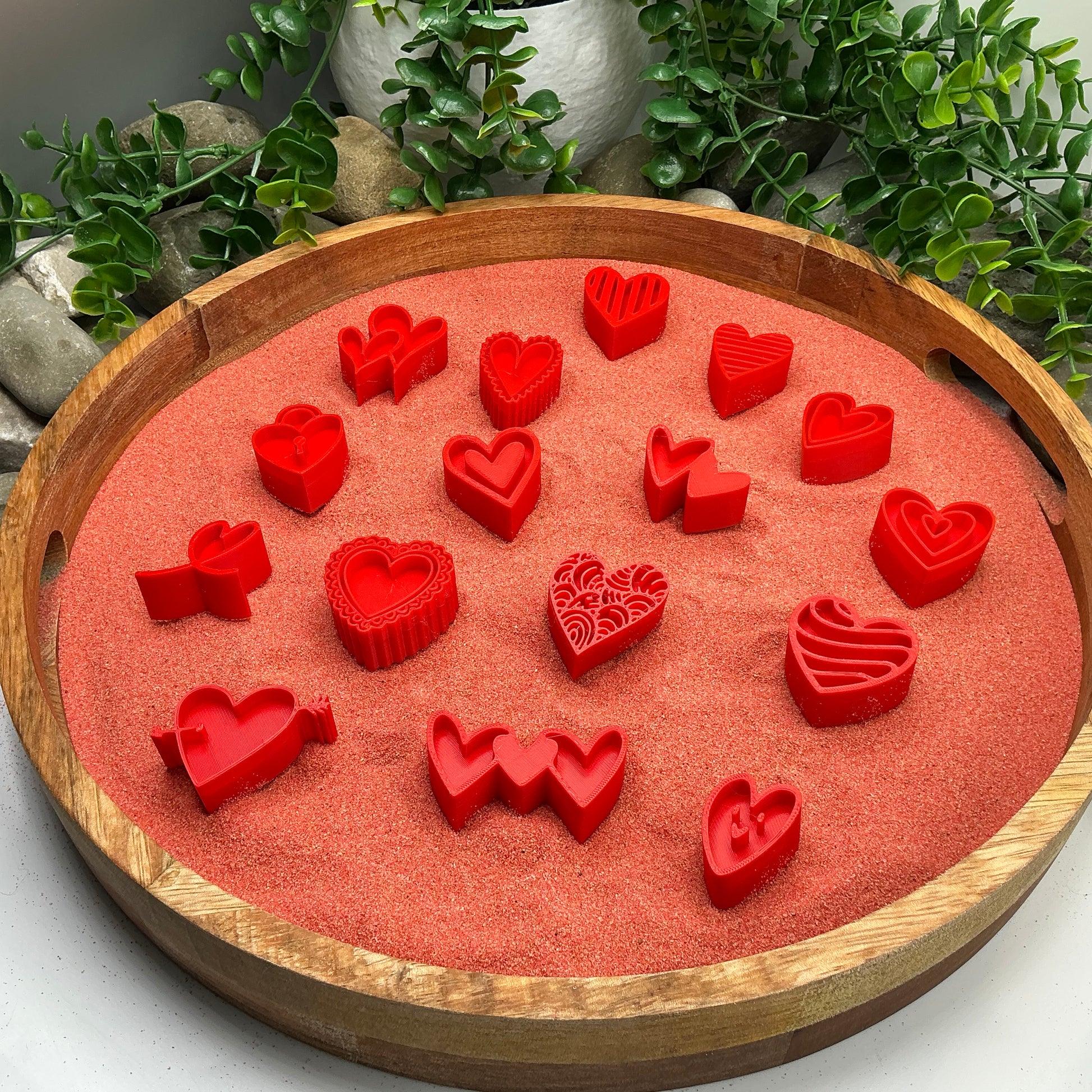 3D-printed love heart stamps sensory set, 16 pieces for play dough, kinetic sand and clay - view 8 of 8