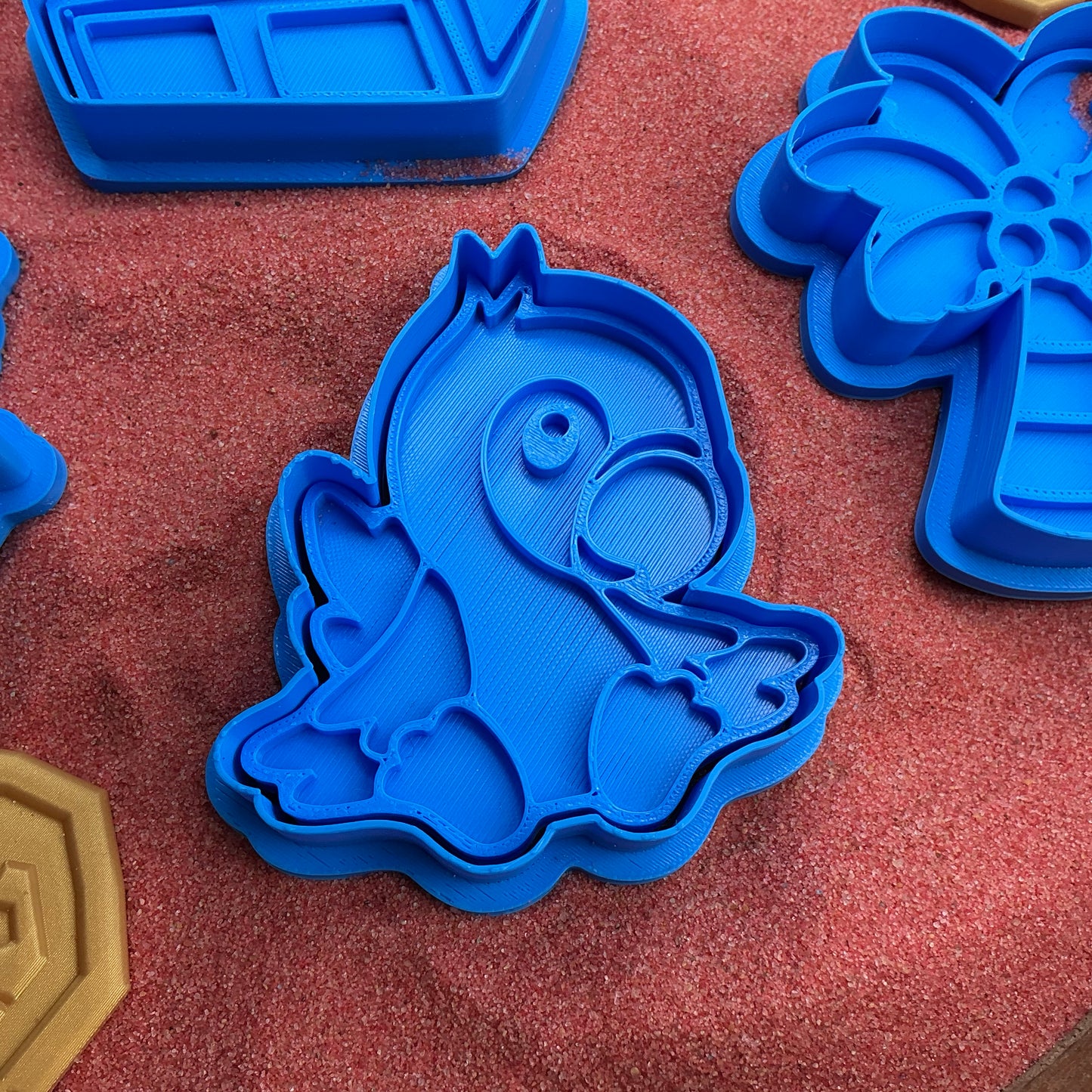 3D-printed pirate play dough cookie cutter set - 7 piece with pirate, ship, treasure chest, parrots and palm tree - view 7 of 13