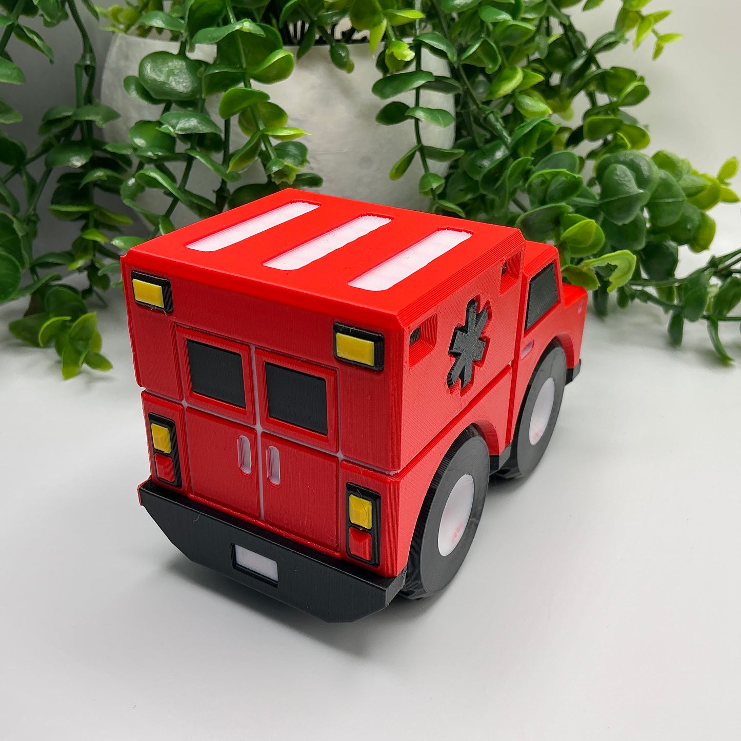 Large 3D Printed Ambulance Durable Indoor & Outdoor Push Along Big Kids Hospital - Close Up