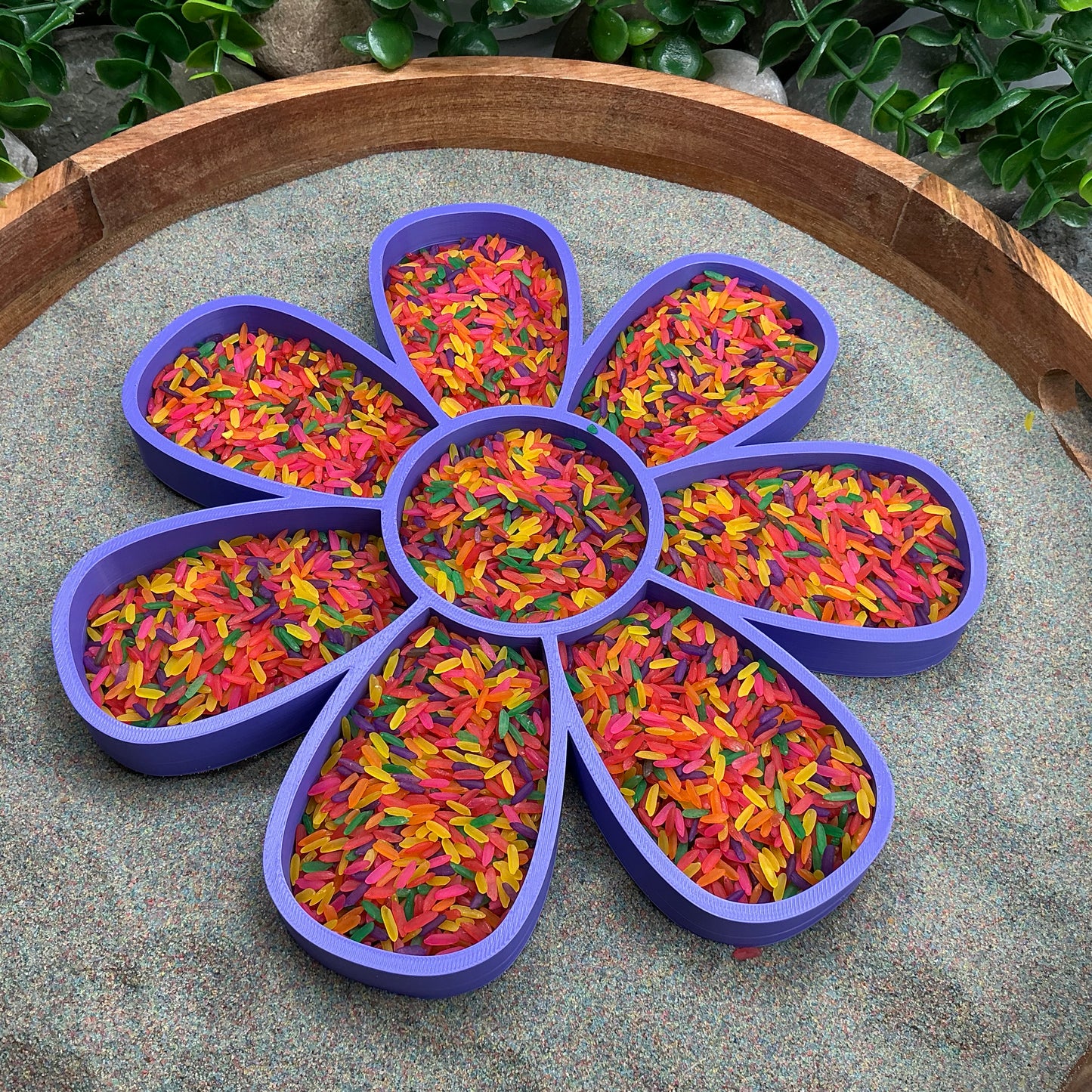 Large Flower Sensory Filling Tray - Petal-Compartment Design (Sand & Rice Tuff Tray)