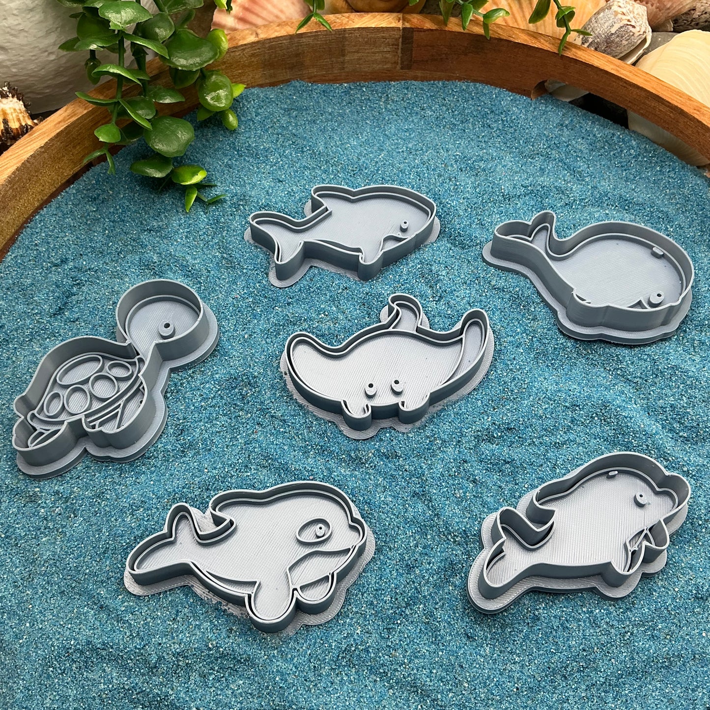 3D-printed sea animals play dough cookie cutter set - 6 piece with dolphins, whale, shark, stingray and turtle - view 6 of 9