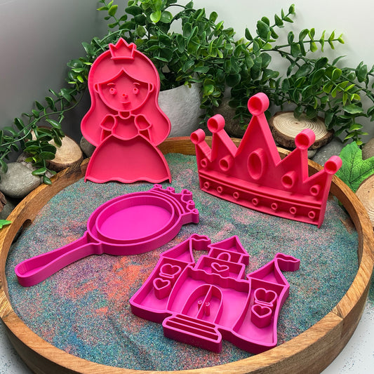 Princess theme fill shapes 4 piece set princess castle crown & mirror