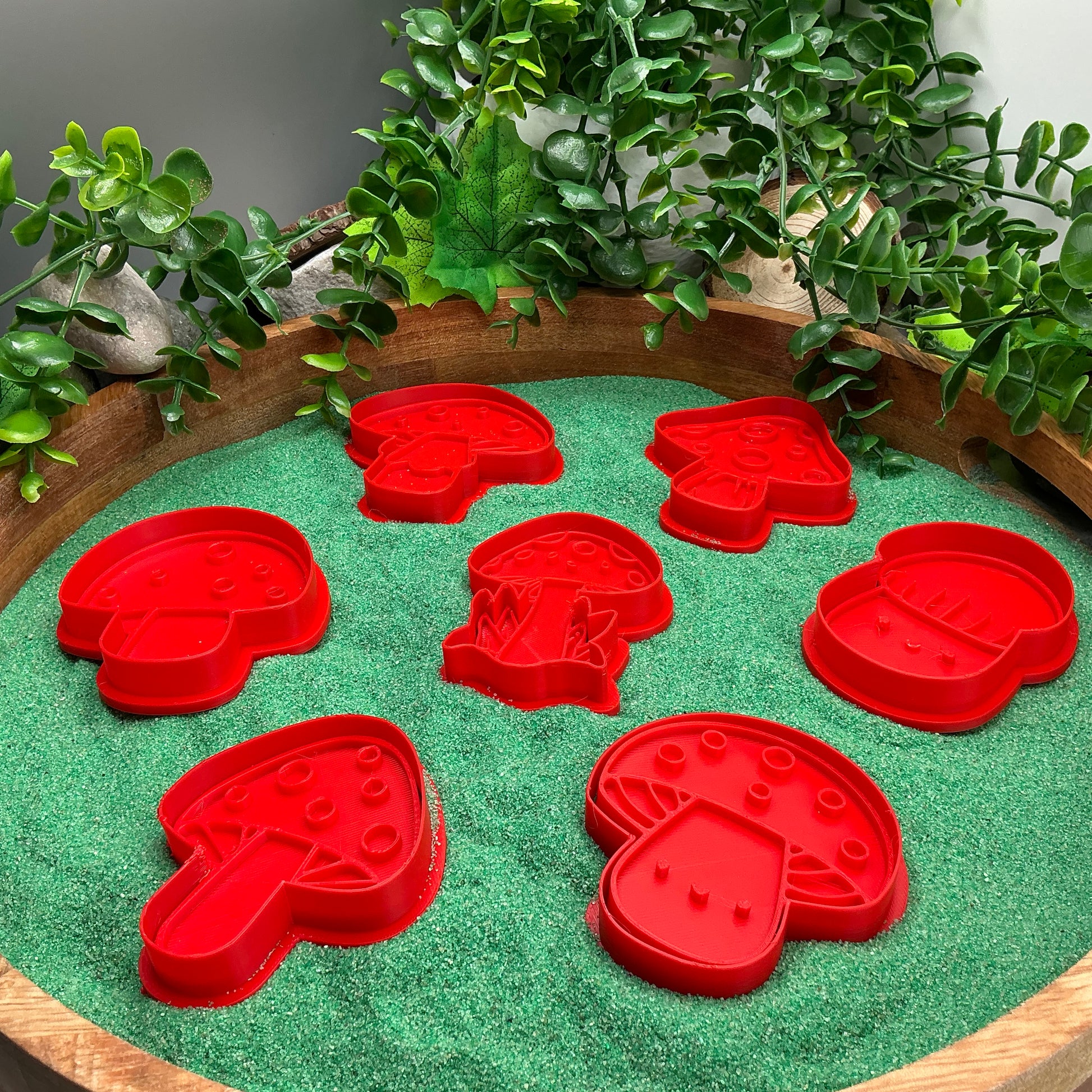 3D-printed garden mushroom and toadstool play dough cookie cutter set - 7 piece woodland and autumn theme - view 10 of 10