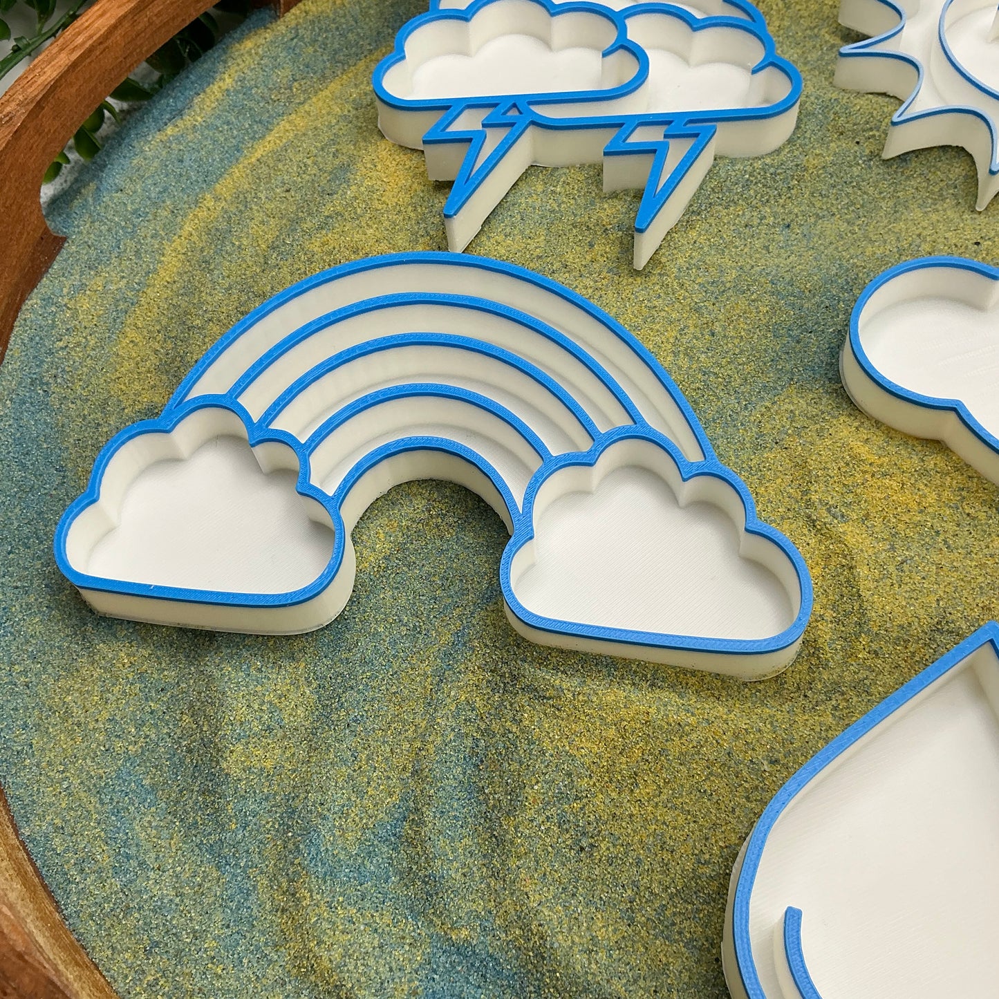 3D-printed weather sensory filling tray, 5-piece set with sun, rainbow, raindrop and two clouds - view 10 of 11