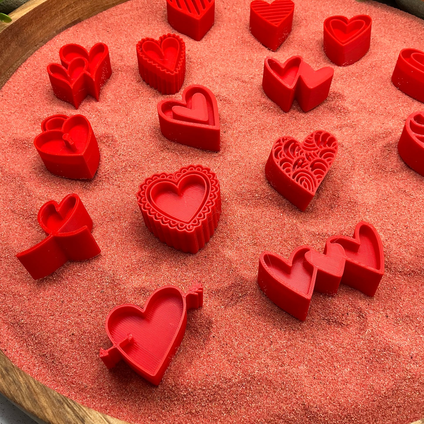 3D-printed love heart stamps sensory set, 16 pieces for play dough, kinetic sand and clay - view 4 of 8