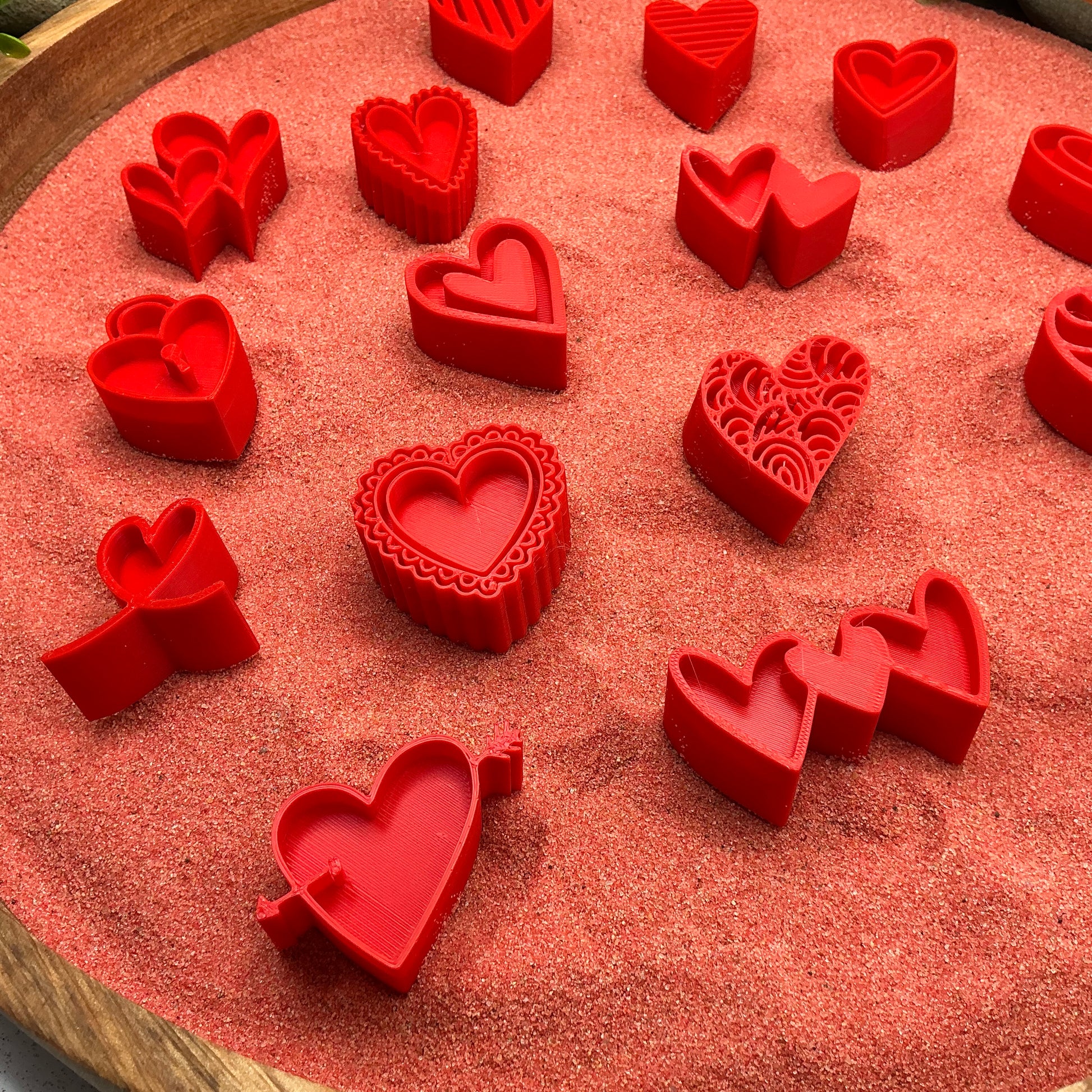 3D-printed love heart stamps sensory set, 16 pieces for play dough, kinetic sand and clay - view 4 of 8