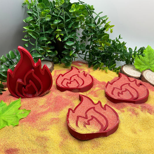 Flames Filling Tray's Montessori Sensory Bin Tools Eco-Friendly 3D Printed Fire  - Main Product Image