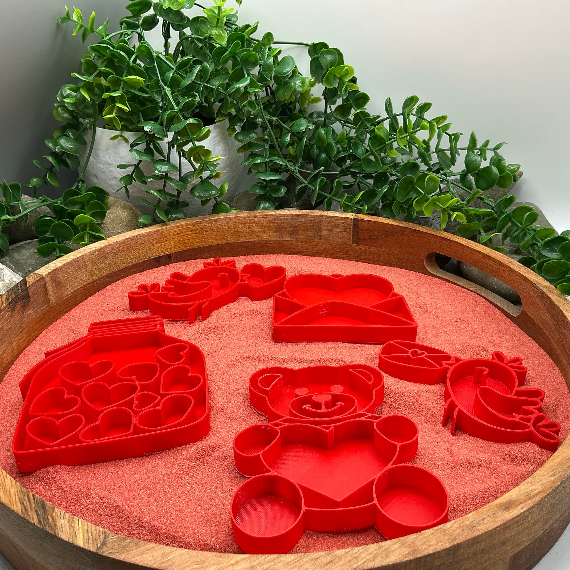 3D-printed love fill shapes sensory filling tray, 5-piece heart-themed set for sand and rice tuff trays - view 6 of 13