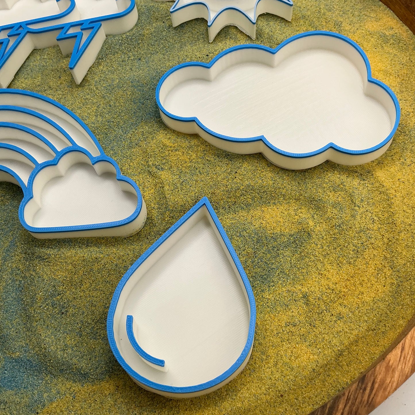 3D-printed weather sensory filling tray, 5-piece set with sun, rainbow, raindrop and two clouds - view 9 of 11
