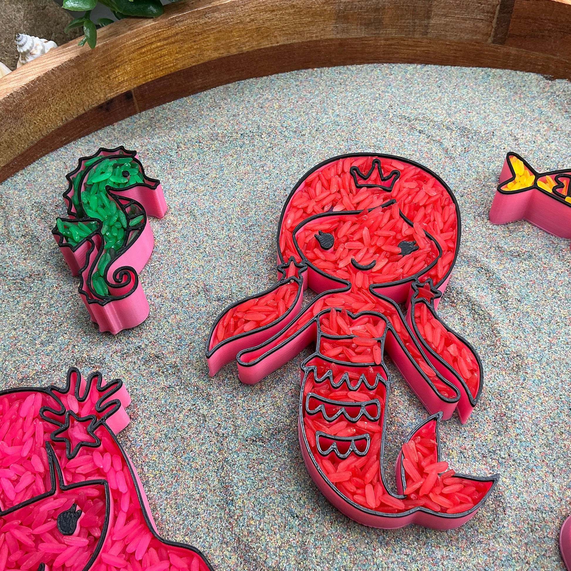 3D-printed mermaid sensory filling tray, 5-piece set with three mermaids, crab and fish - view 8 of 14