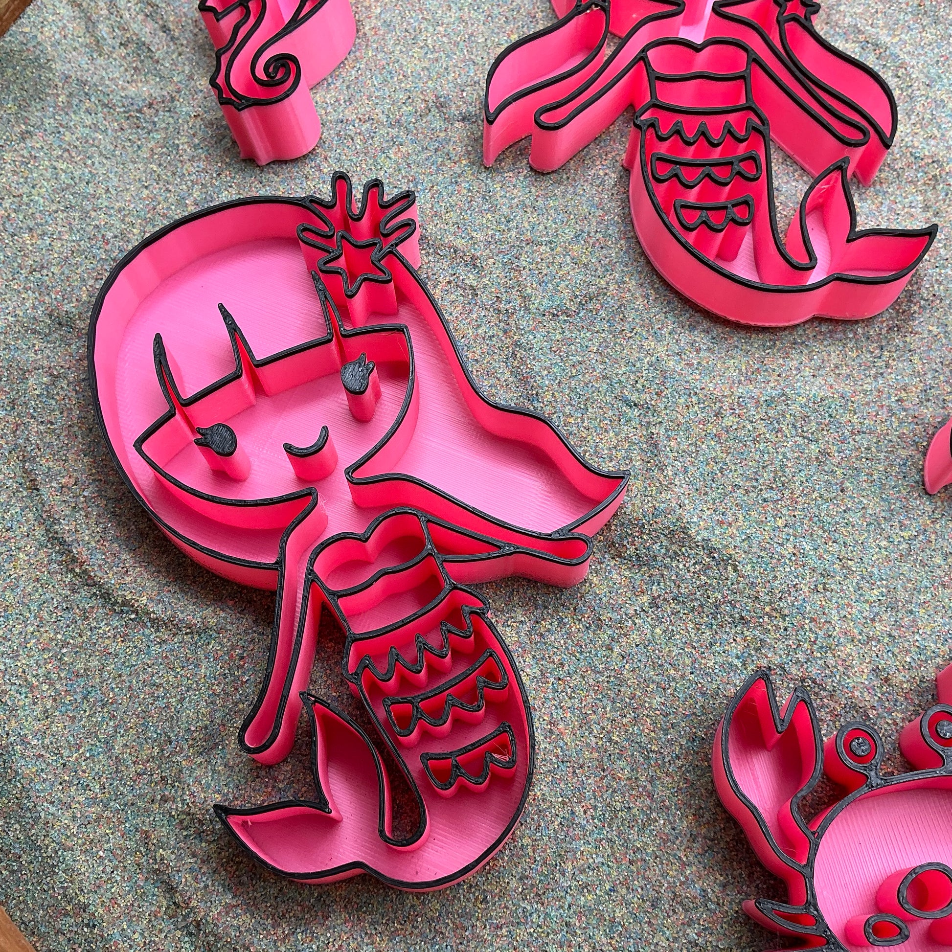 3D-printed mermaid sensory filling tray, 5-piece set with three mermaids, crab and fish - view 3 of 14