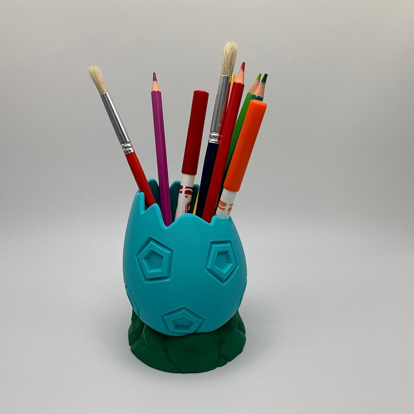 Dinosaur Egg Pencil Holder Cracked Dino Egg Pen Pot Kids Desk Organizer Paint... - side view