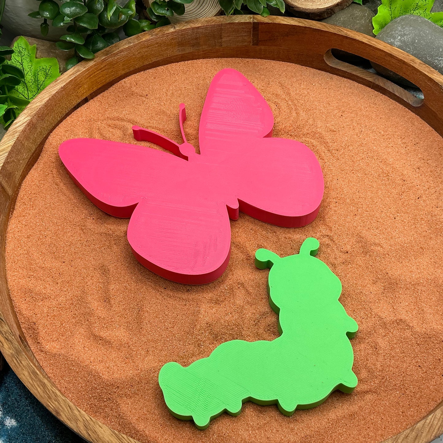 3D-printed caterpillar and butterfly garden sensory fill shape set - 2 piece life cycle pair - view 4 of 9