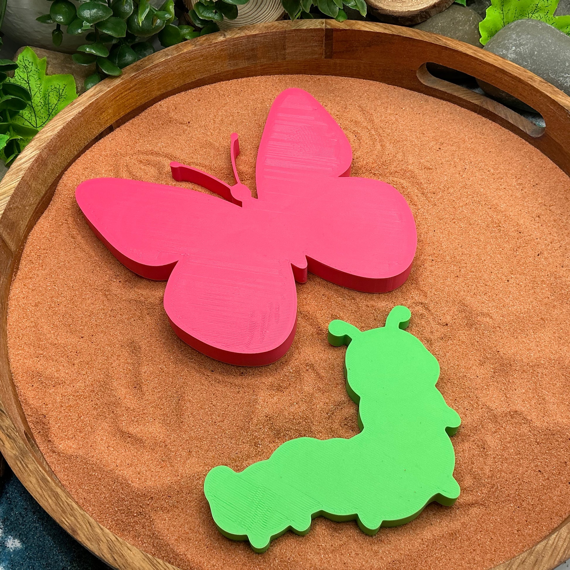 3D-printed caterpillar and butterfly garden sensory fill shape set - 2 piece life cycle pair - view 4 of 9