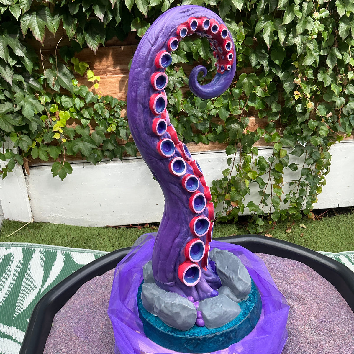 Octopus Tentacle Lantern Stand - Hand Painted 3D Printed Ocean Home Decor, One of a Kind