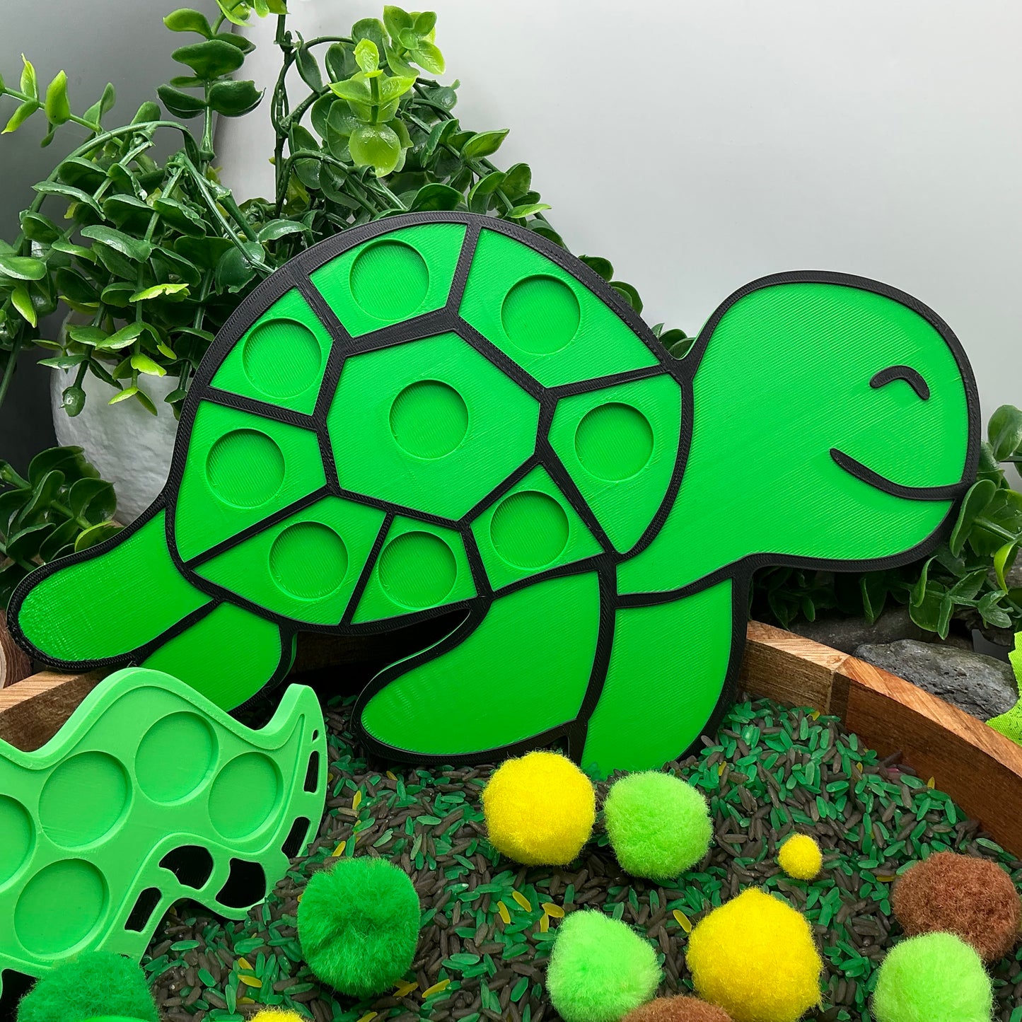 3D-printed animal shape board sensory set, 3 pieces - snake, crocodile and turtle for pom-pom play - view 2 of 13