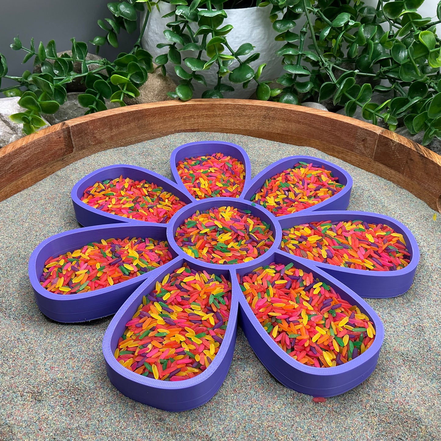Large Flower Sensory Filling Tray - Petal-Compartment Design (Sand & Rice Tuff Tray)