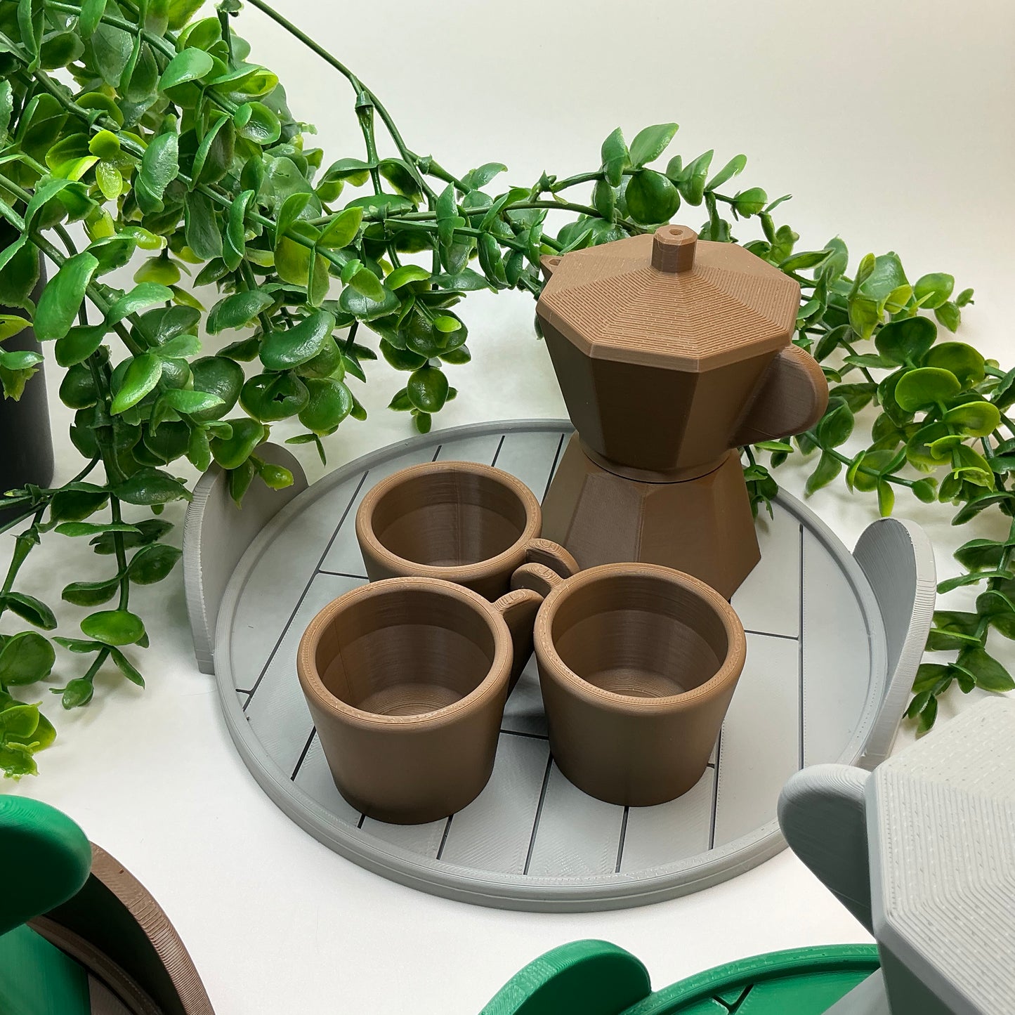 3D Printed Children's 5 Piece Coffee Maker Set Indoor & Outdoor Eco-Friendly toy - Close Up