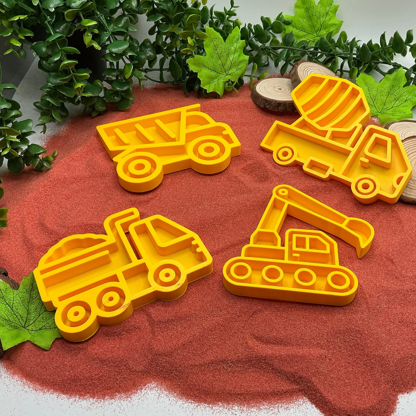 Yellow Construction Vehicles Sensory Trays (Set of 4) Montessori Sensory Bin Too - Alternative View