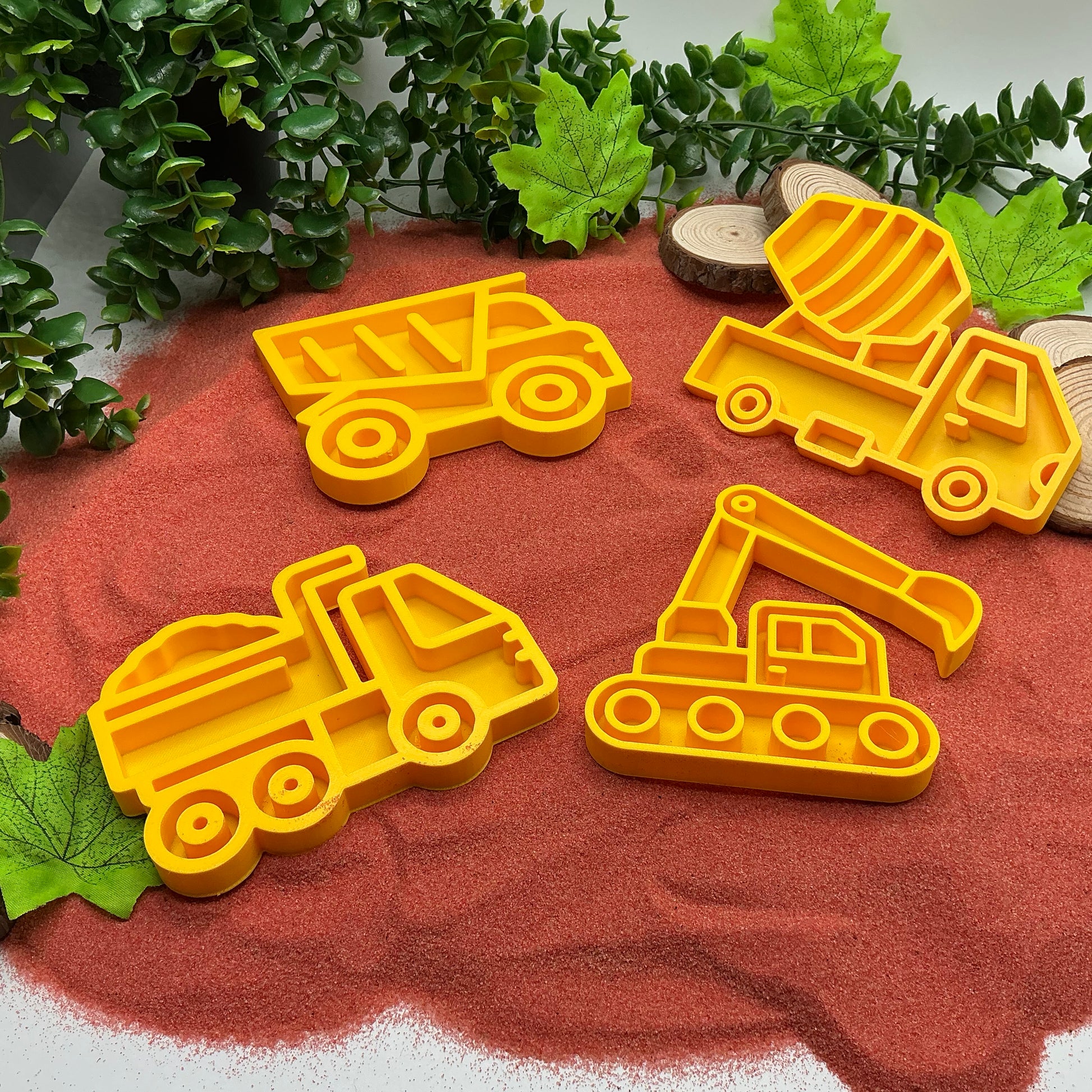Yellow Construction Vehicles Sensory Trays (Set of 4) Montessori Sensory Bin Too - Alternative View