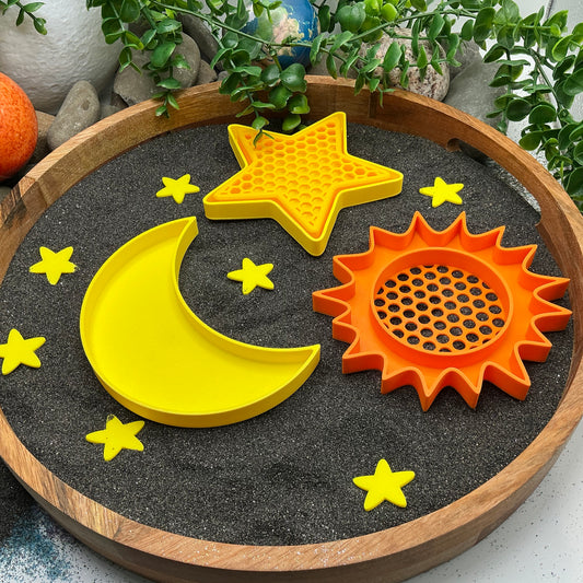 Sun, Moon & Stars Sensory Filling Tray & Sieve - 4 Piece Set
