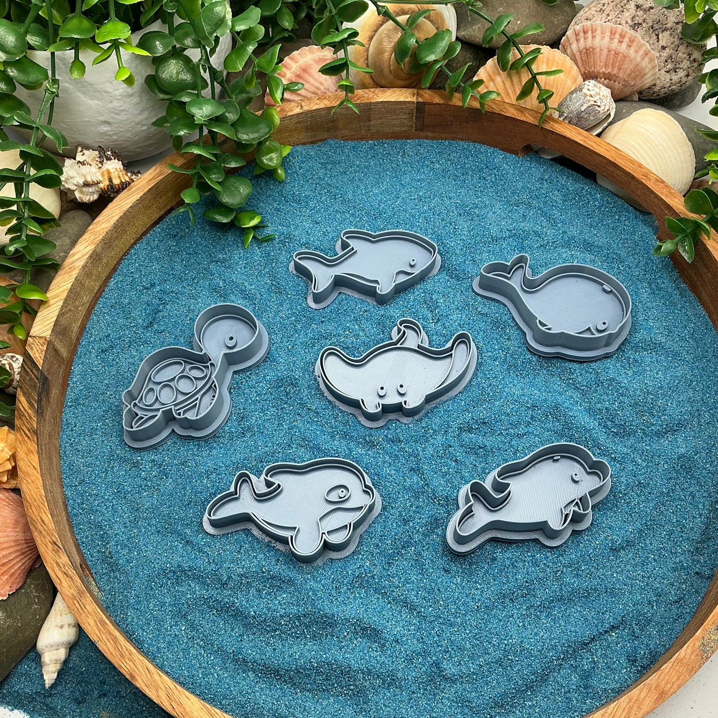 3D-printed sea animals play dough cookie cutter set - 6 piece with dolphins, whale, shark, stingray and turtle - view 5 of 9