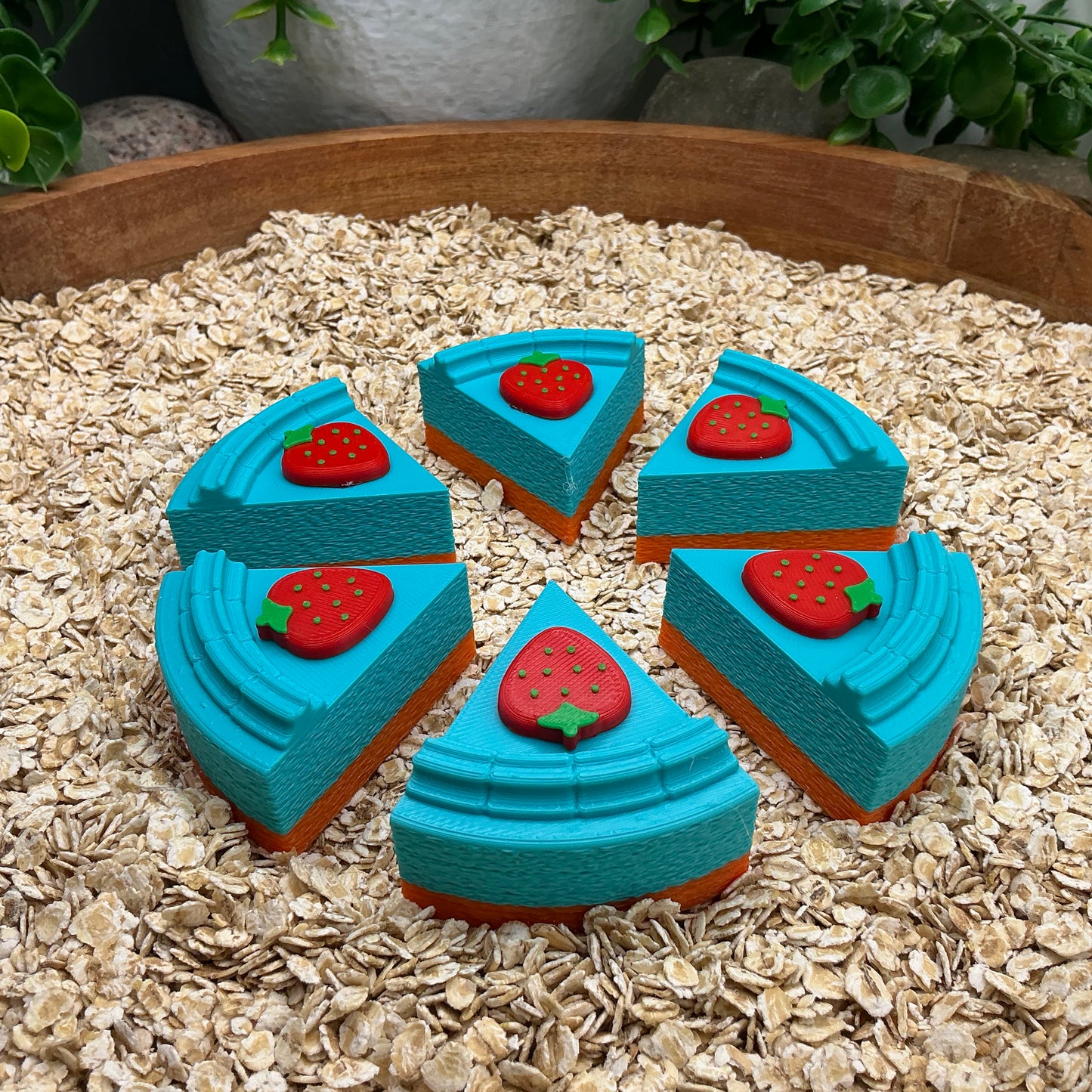 6 wedge slices cake role play pretend food play small cake