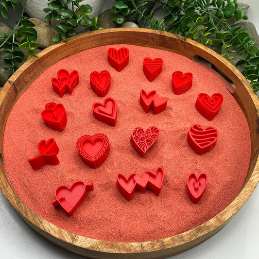 3D-printed love heart stamps sensory set, 16 pieces for play dough, kinetic sand and clay - view 1 of 8