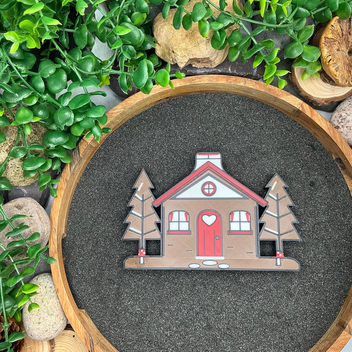 Grandma's cottage with pine trees