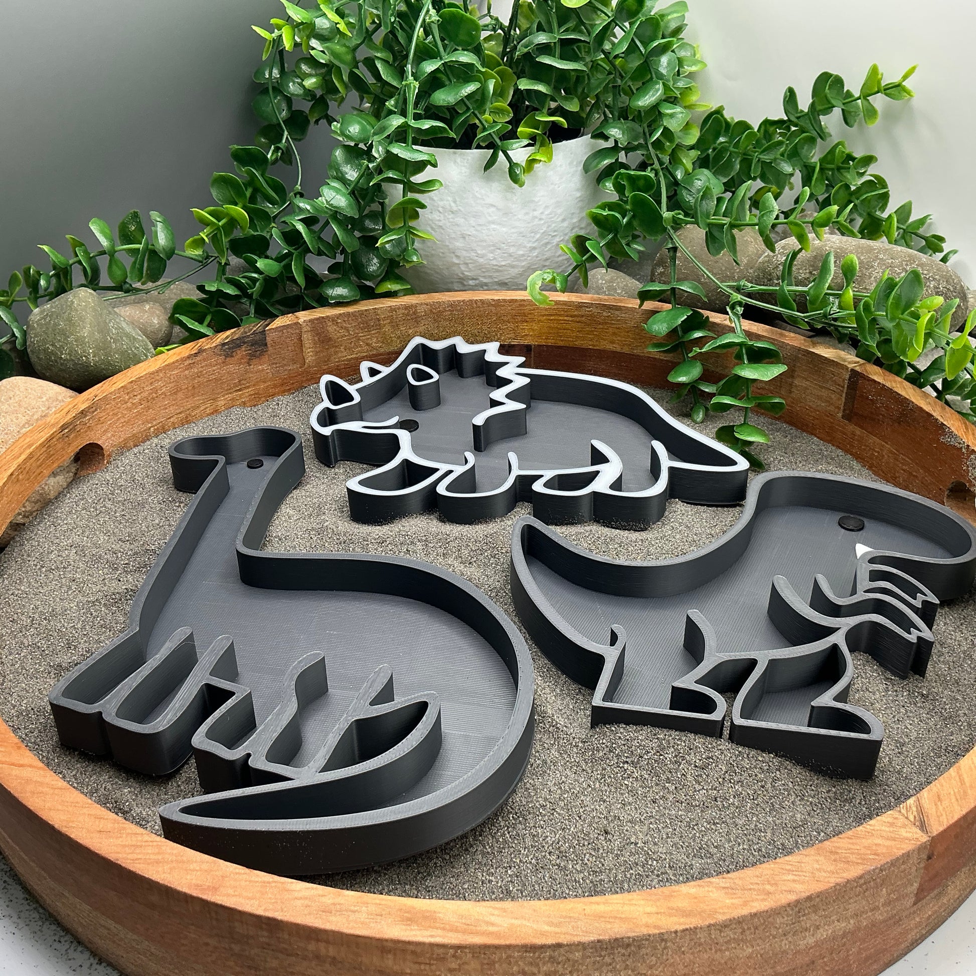 3D-printed dinosaur fill shapes sensory filling tray, 3-piece set for sand and rice tuff trays - view 6 of 11