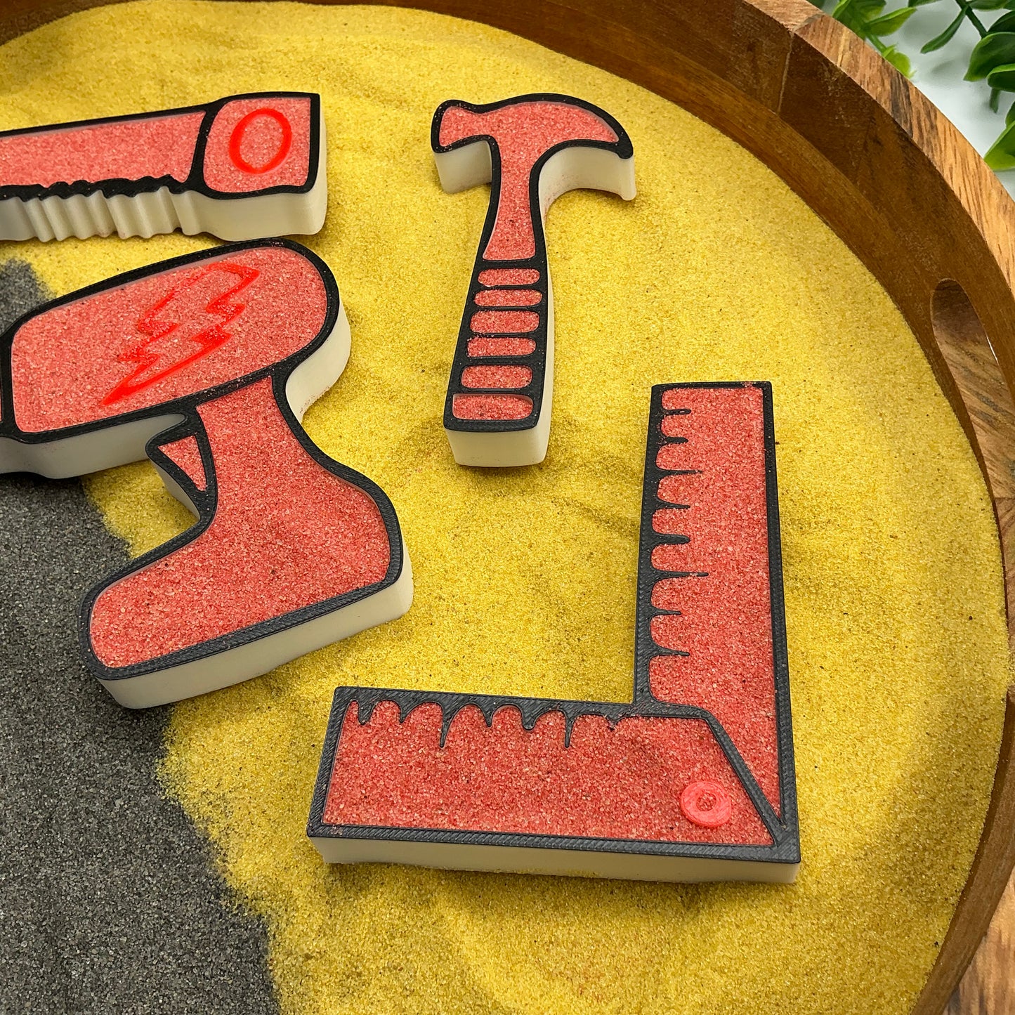 3D-printed construction toy tools sensory filling tray, 8-piece set for sand and rice tuff trays - view 3 of 11