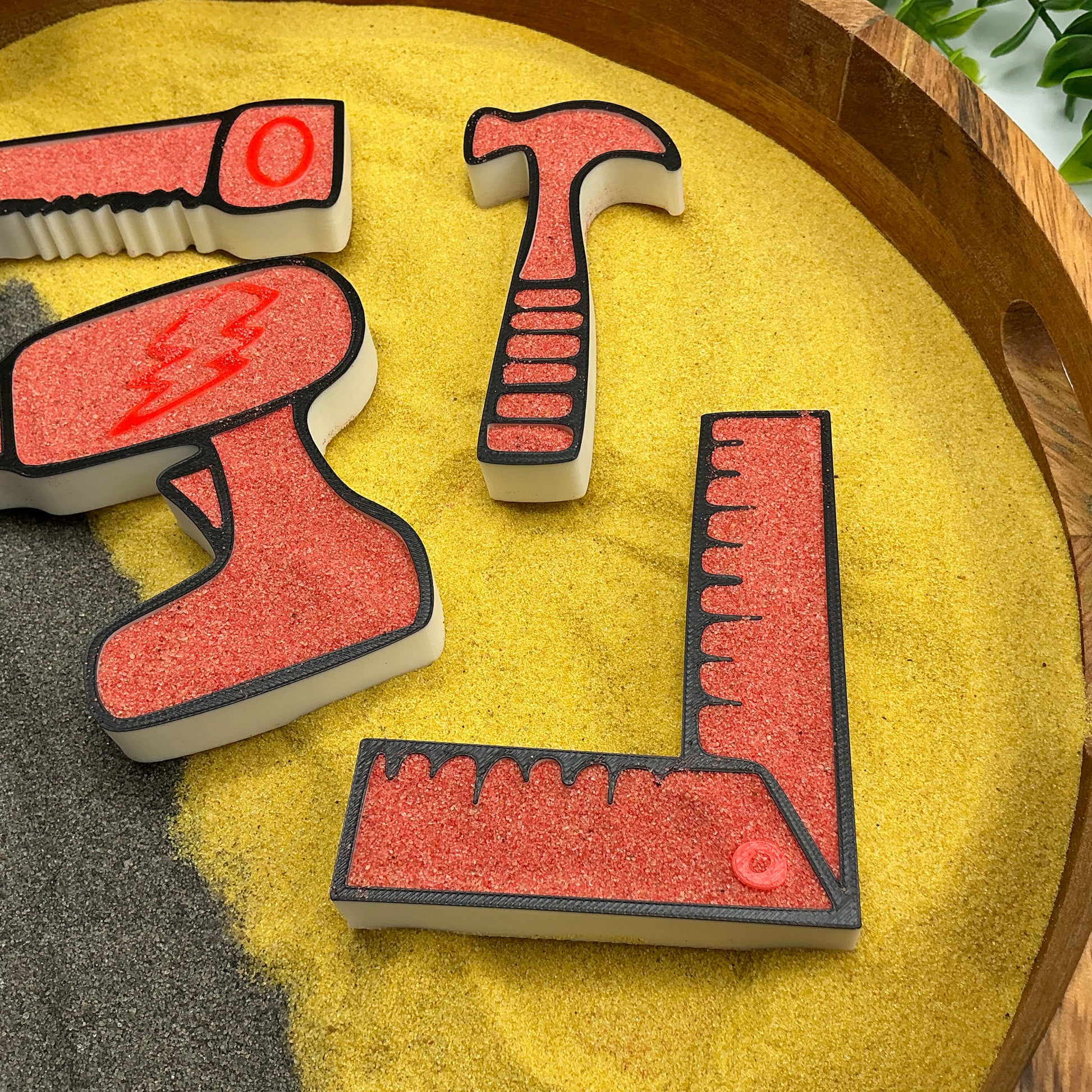 3D-printed construction toy tools sensory filling tray, 8-piece set for sand and rice tuff trays - view 3 of 11