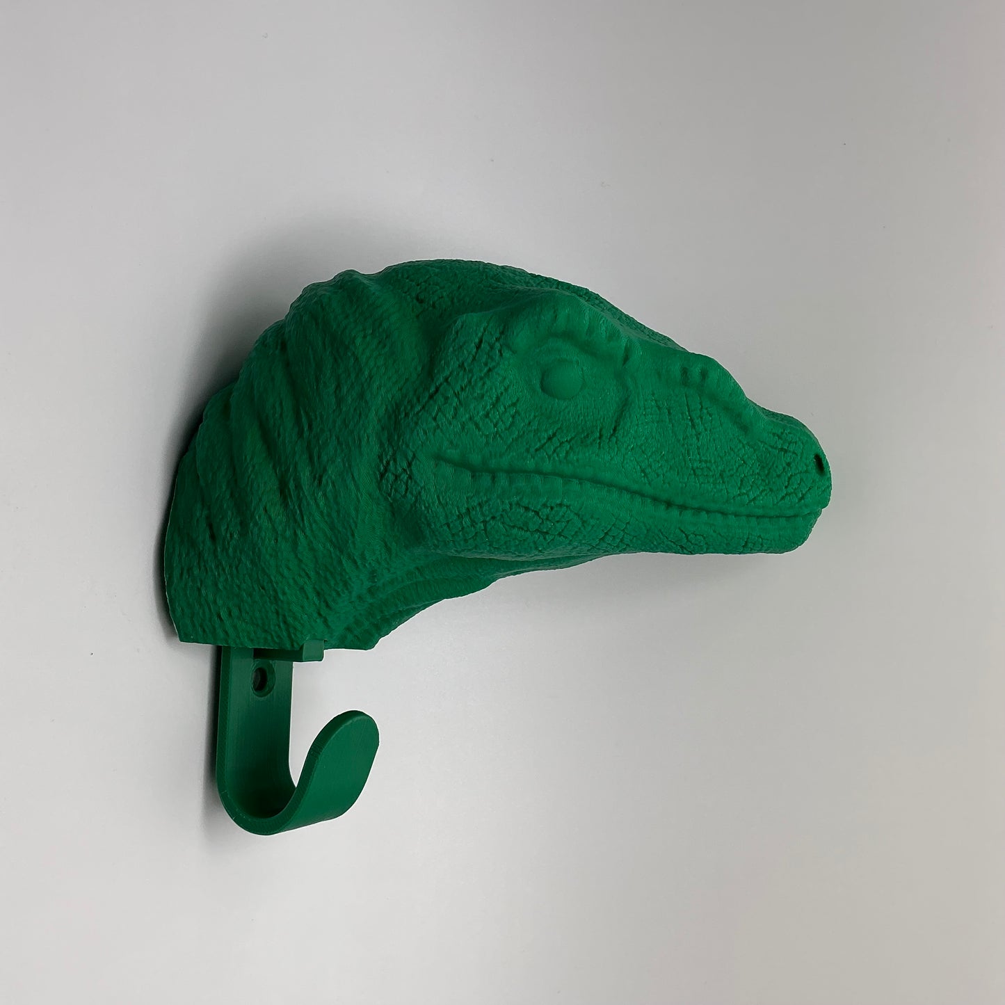VelociraptorWall Hook 3D Printed Dinosaur Head Hanger for Kids Boys Room D�cor J - Detail Shot