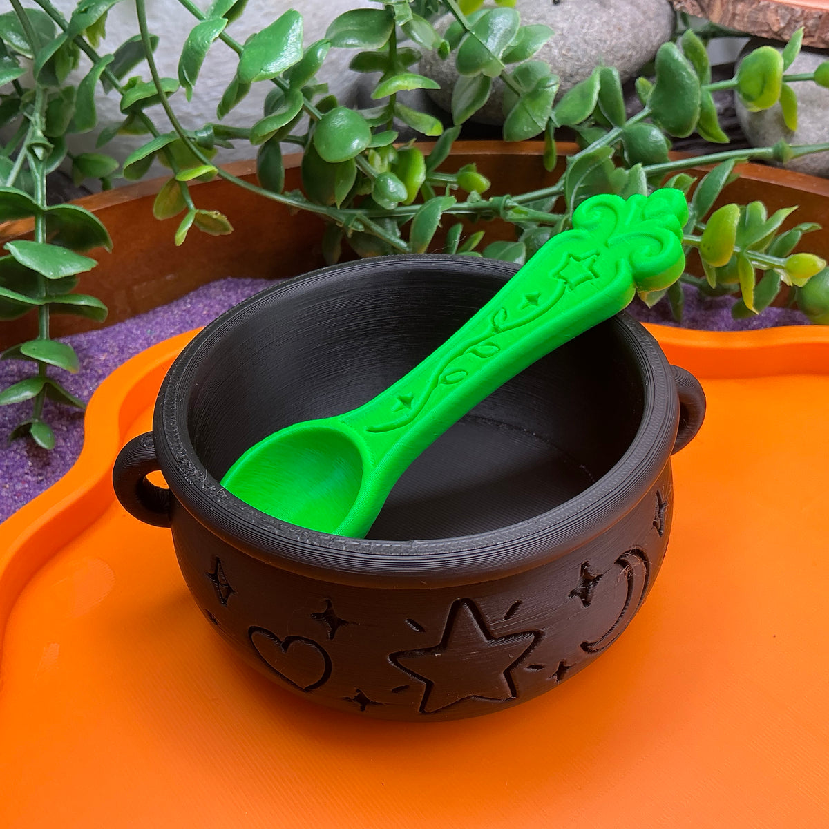 Halloween Special Potion Play Set - 14 Piece Sensory Play Kit with Potion Bottles, Cups, Mixing Bowl, Mini Fire Pit & Trays