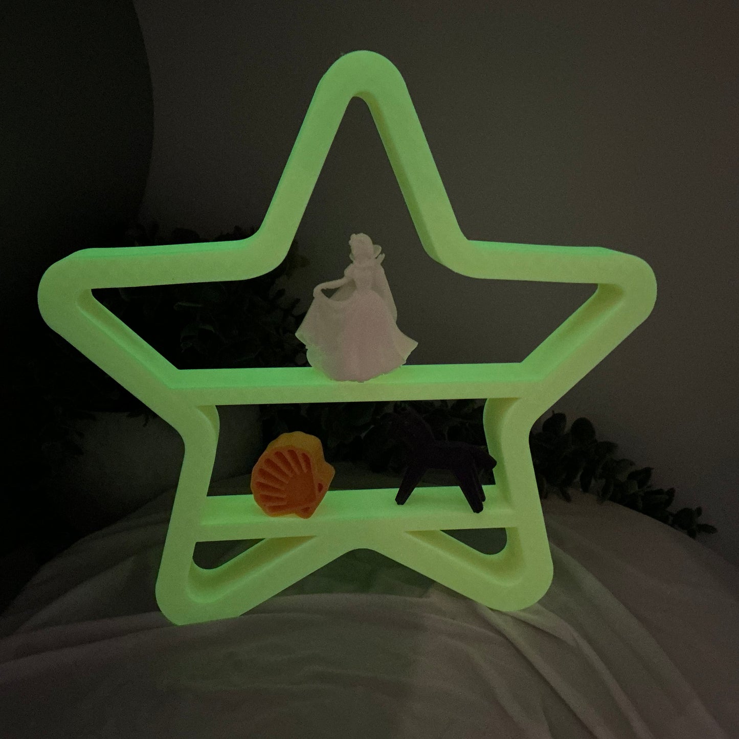 Set of two table top mini shelves Star Shape bedroom decor glow in the dark