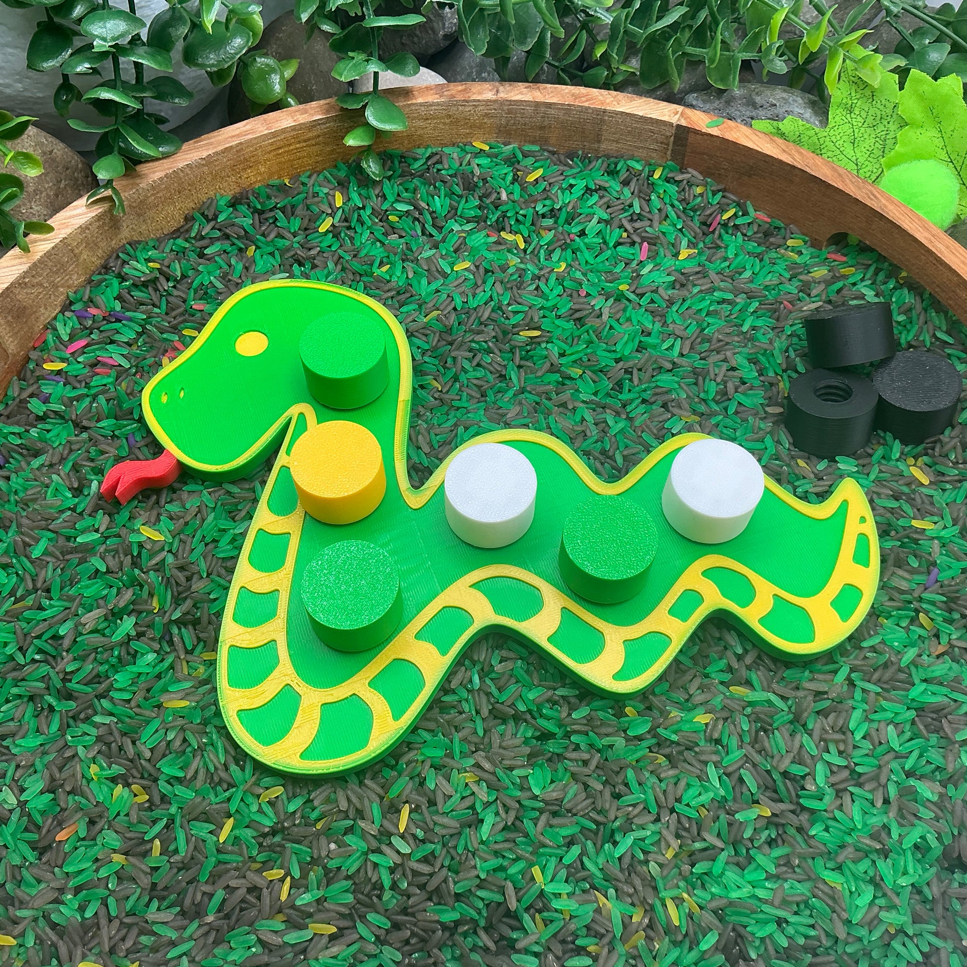 3D-printed animal thread peg board sensory set with screw-on nuts - 6 piece safari set including zebra, panda, lion, crocodile, giraffe and snake - view 6 of 25