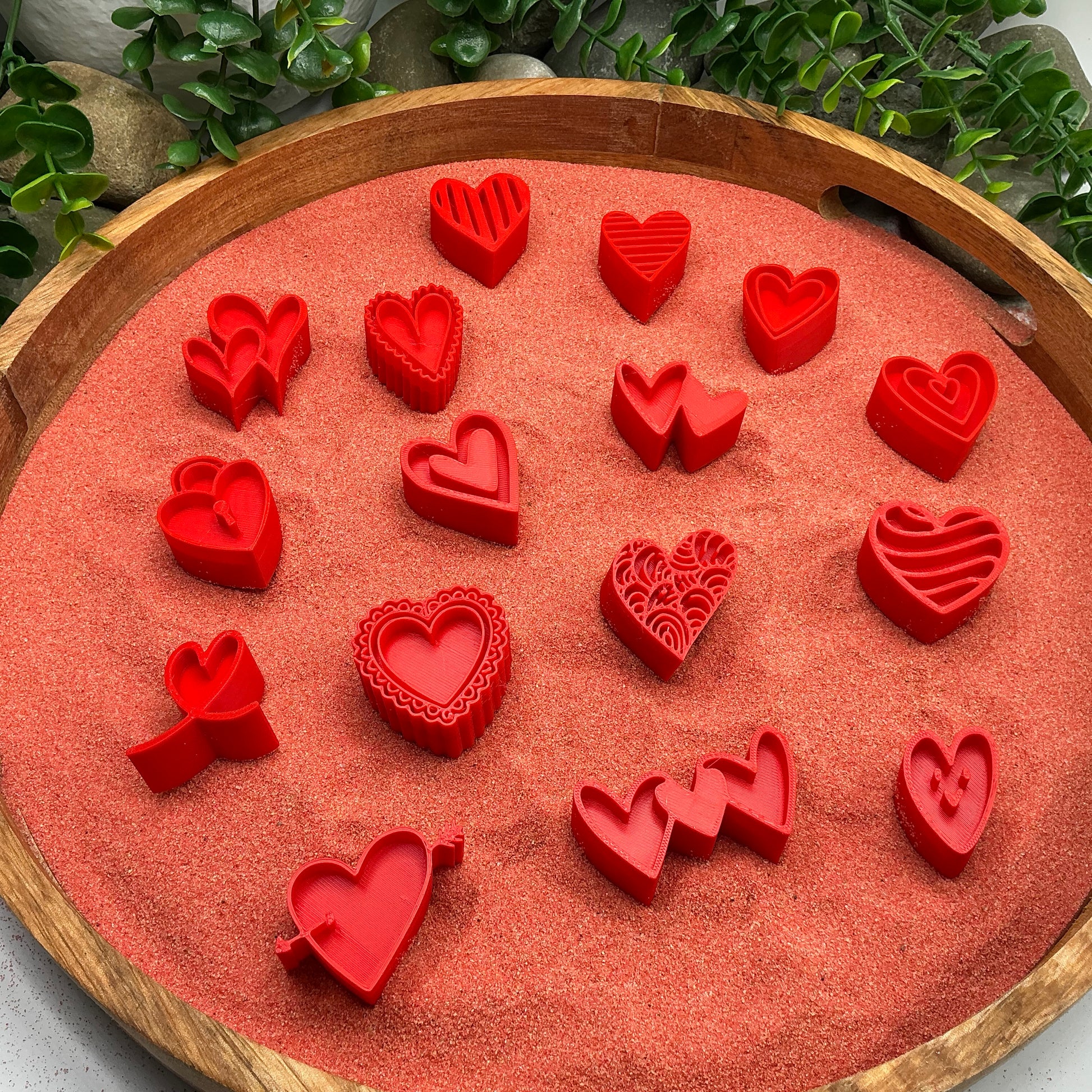 3D-printed love heart stamps sensory set, 16 pieces for play dough, kinetic sand and clay - view 6 of 8