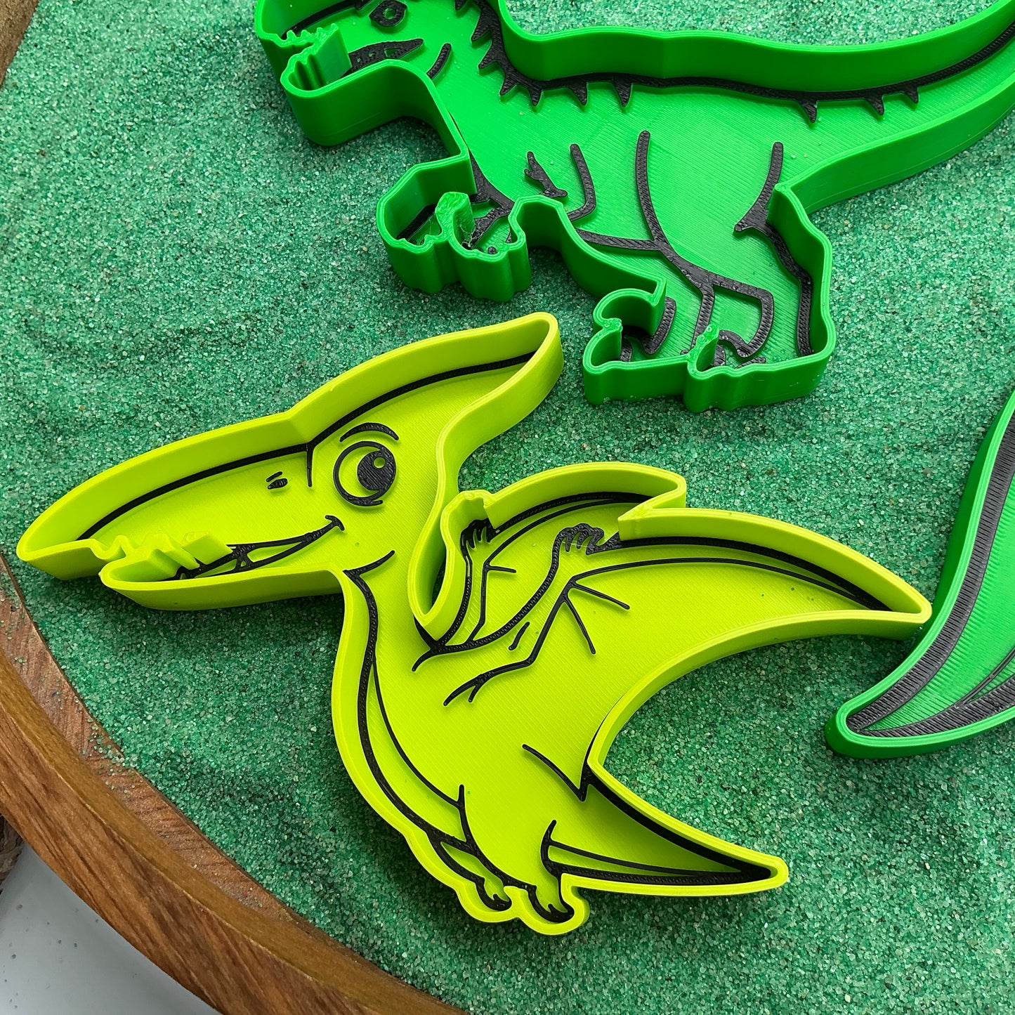 3D-printed dinosaur sensory fill shape set - 5 piece with Ankylosaurus, Mosasaurus, Pterodactyl, Velociraptor and Parasaurolophus - view 6 of 15