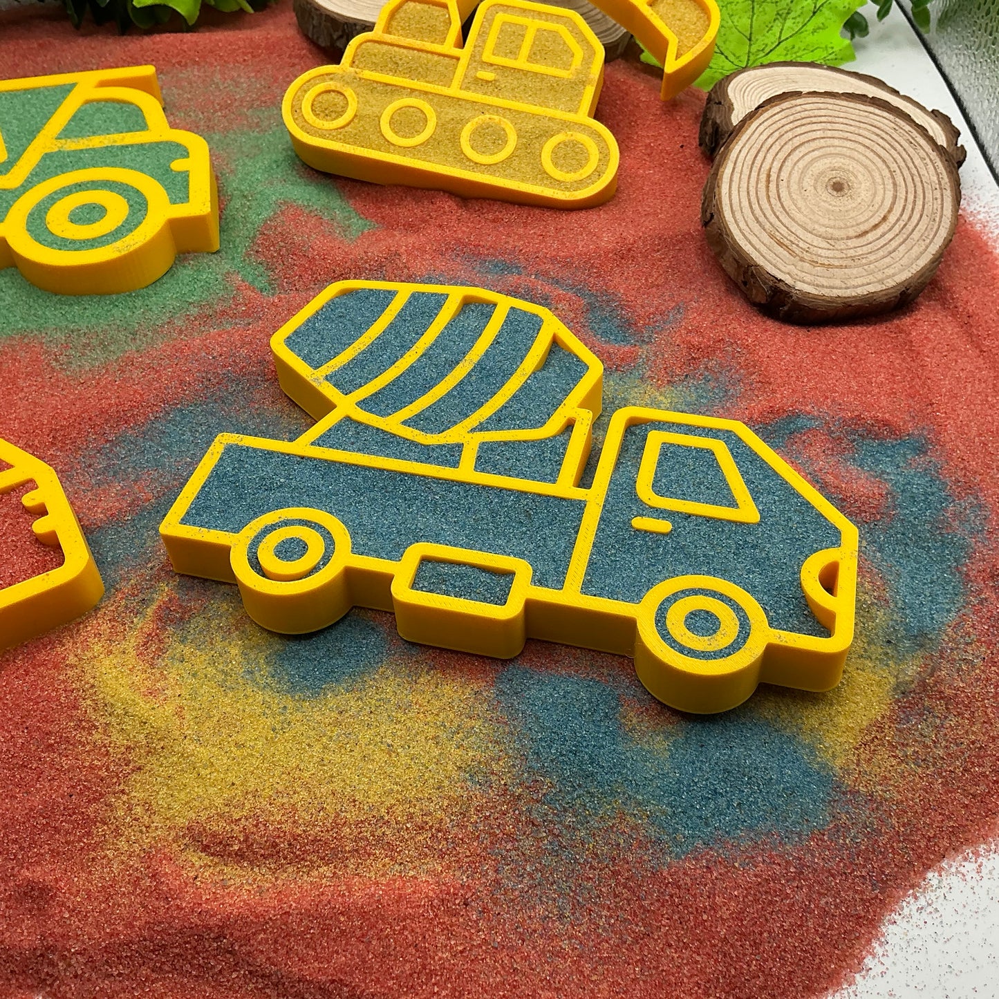 Yellow Construction Vehicles Sensory Trays (Set of 4) Montessori Sensory Bin Too - View 5