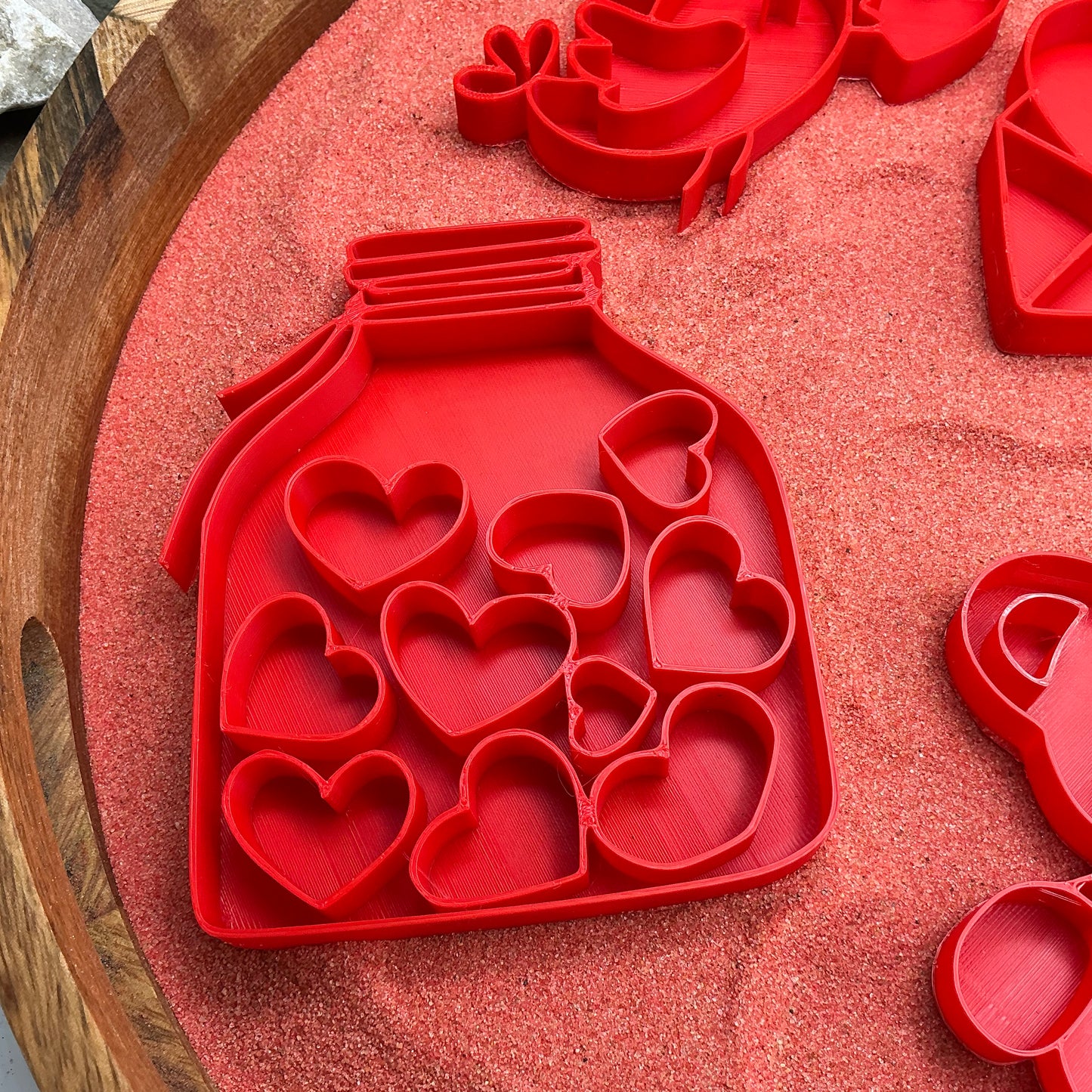 3D-printed love fill shapes sensory filling tray, 5-piece heart-themed set for sand and rice tuff trays - view 3 of 13