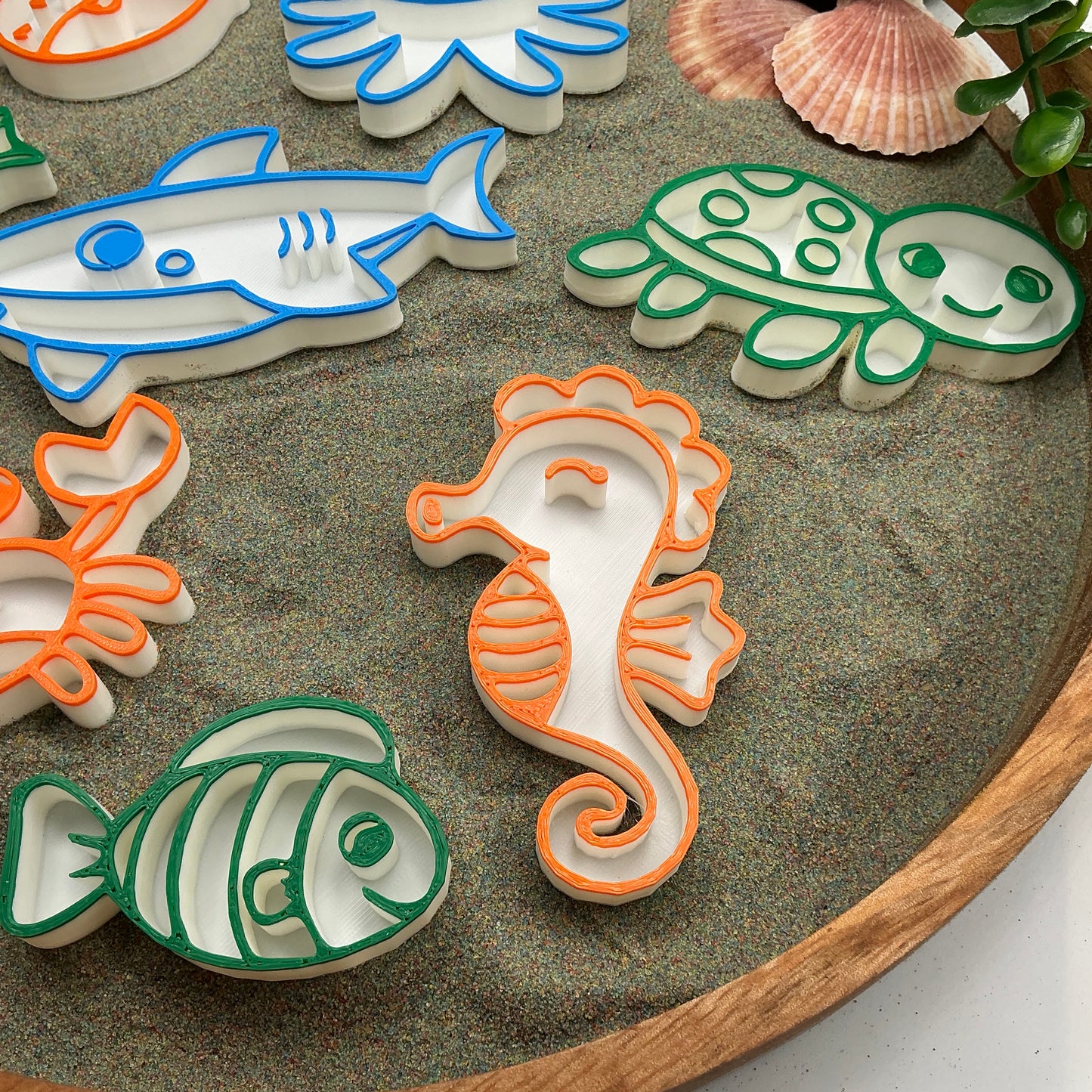 3D-printed underwater sea animals sensory filling tray, 8-piece set for sand and rice tuff trays - view 4 of 10