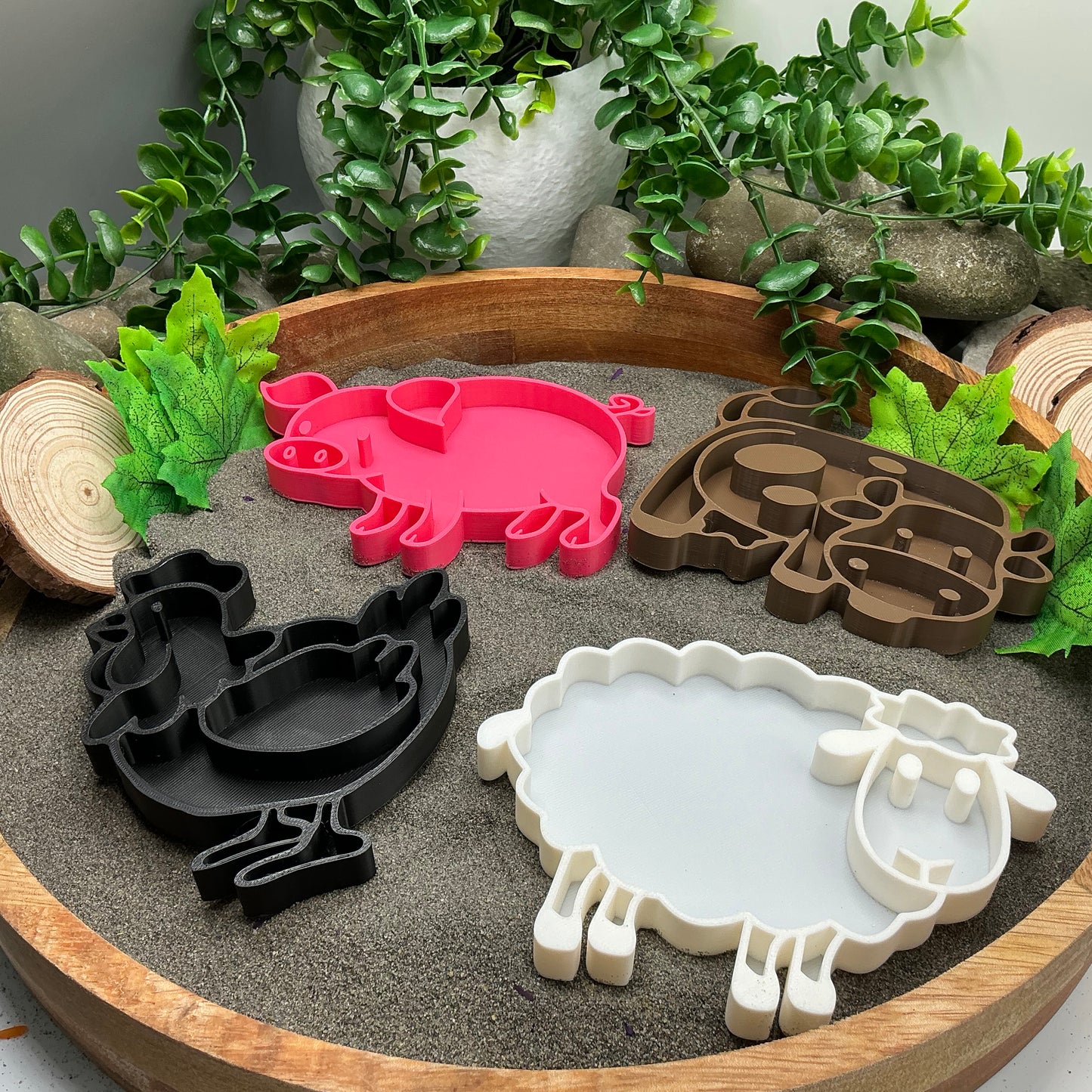 3D-printed farm animals sensory filling tray 4-piece set - cow, pig, sheep and chicken - view 6 of 12