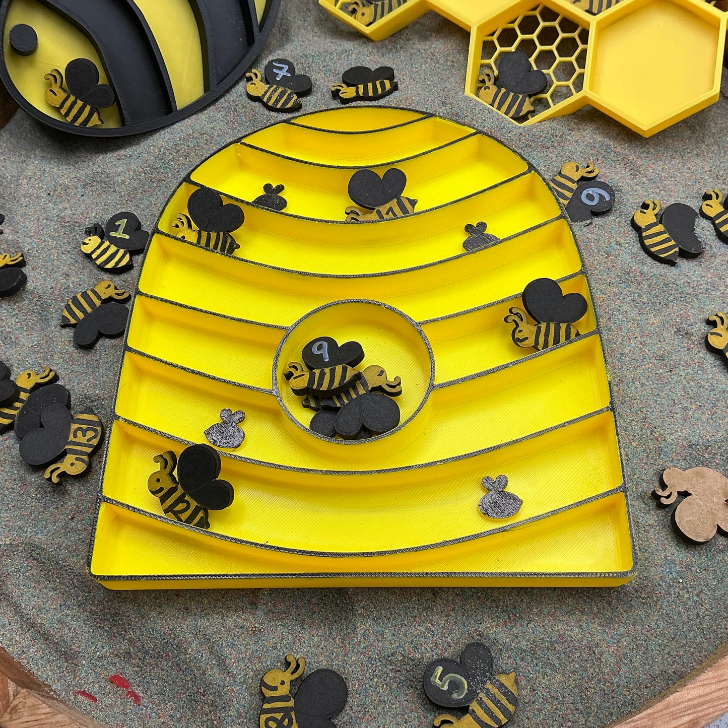3D-printed bee theme sensory filling tray, 3-piece set with bee, hive and honeycomb - view 8 of 10