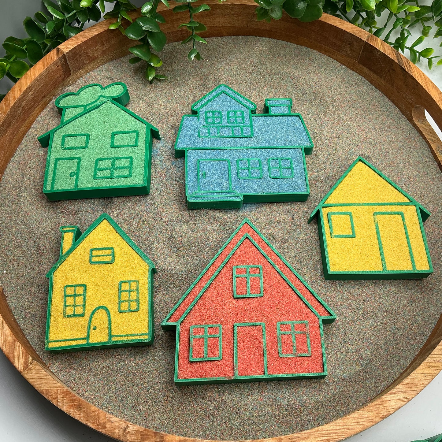 House Sensory Filling Trays 5 Piece Set - close-up detail