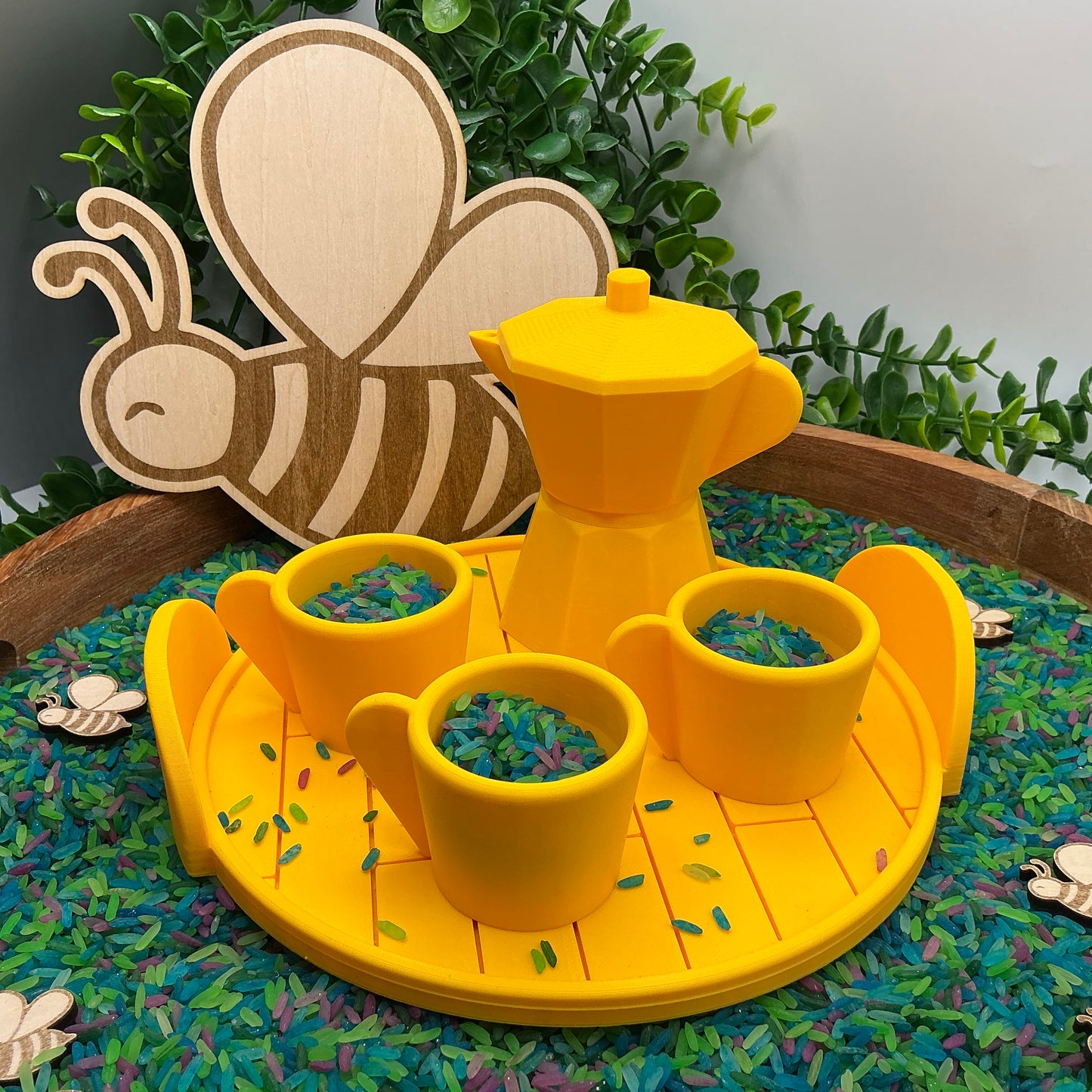 Coffee Maker Set (5 Piece) - 3D Printed Kitchen Role Play Toy, Eco-Friendly